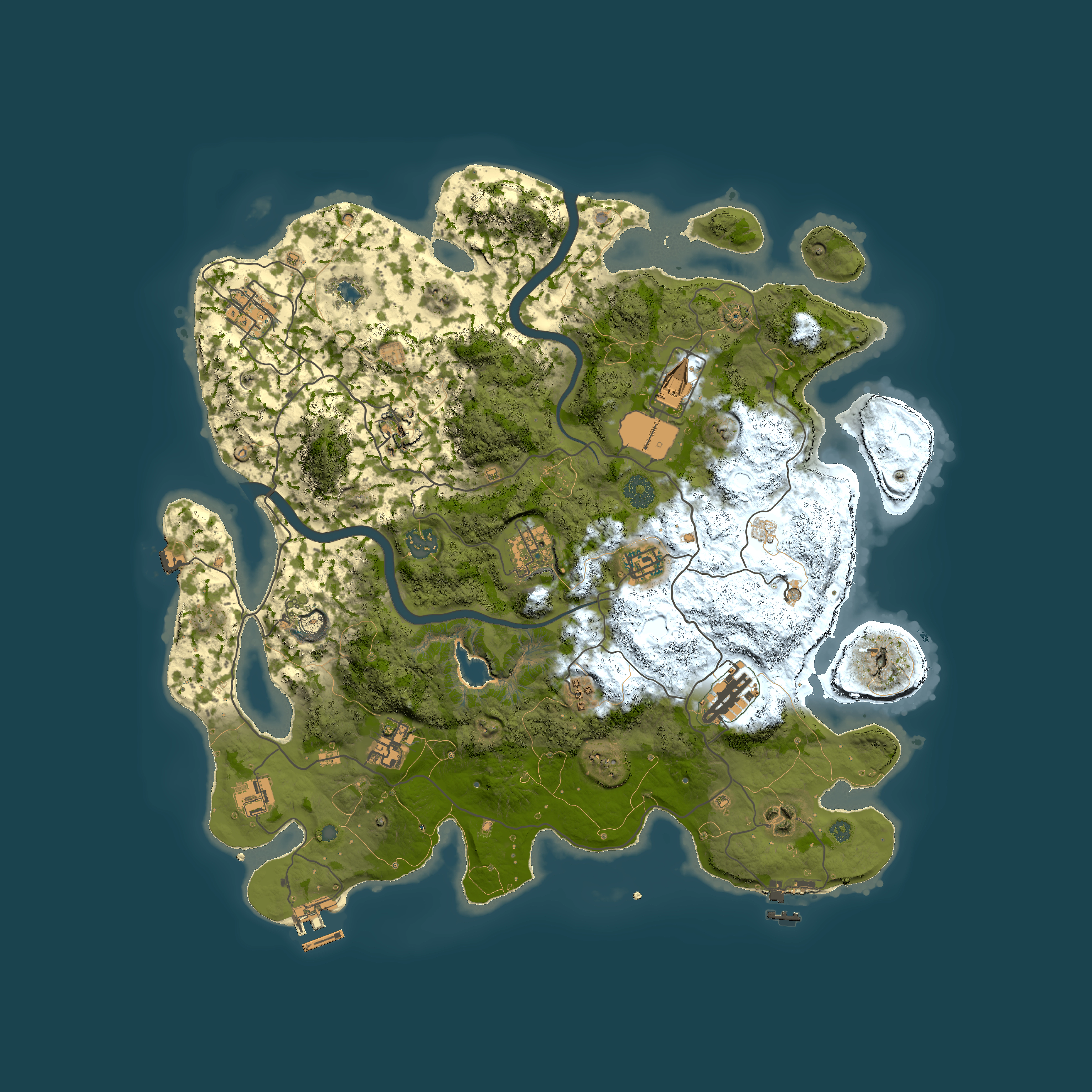 Full top-down render of Rust map seed 736524803, 4000x4000m