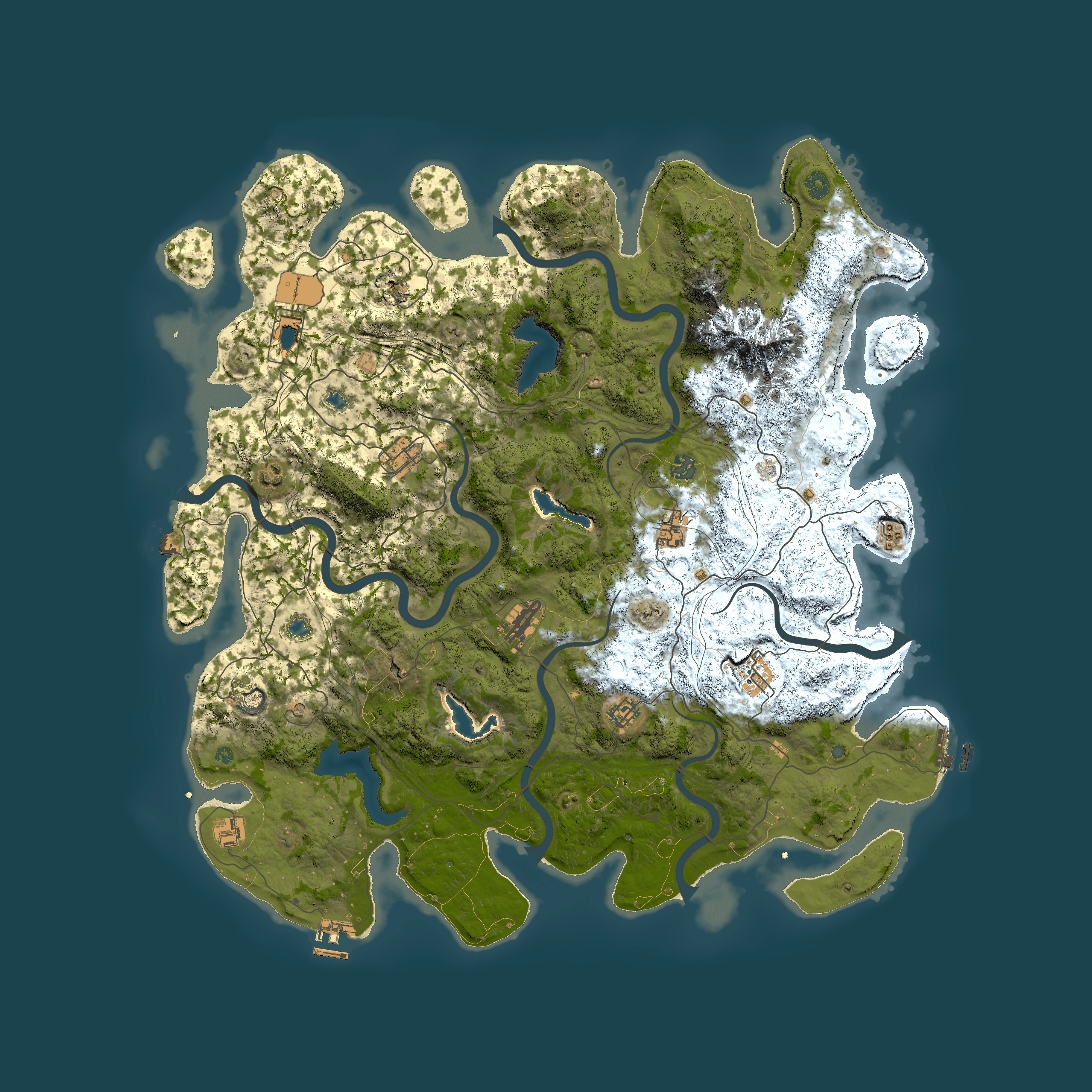 Full top-down render of Rust map seed 421148655, 5000x5000m