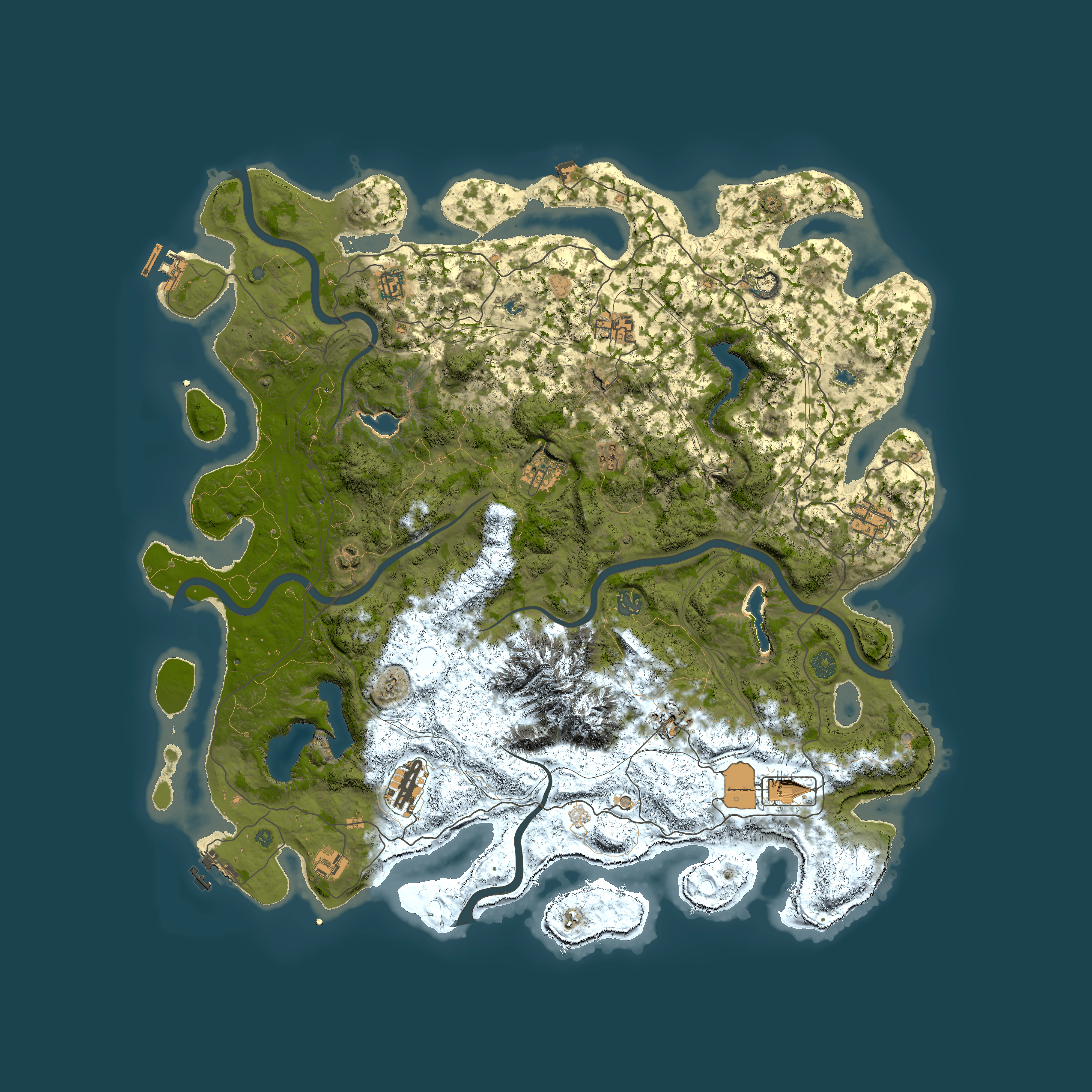 Full top-down render of Rust map seed 2097533552, 5000x5000m