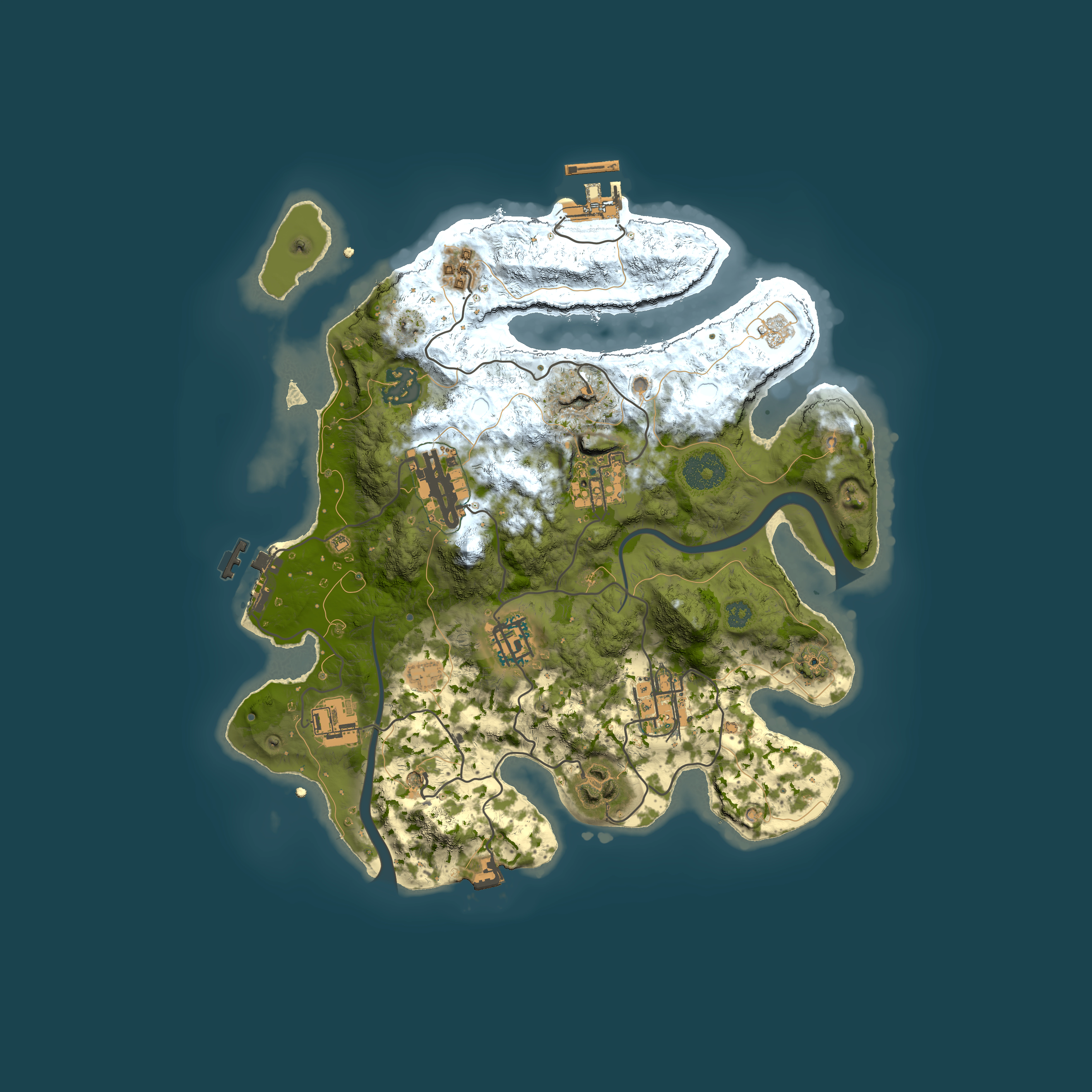 Full top-down render of Rust map seed 2060677990, 3000x3000m