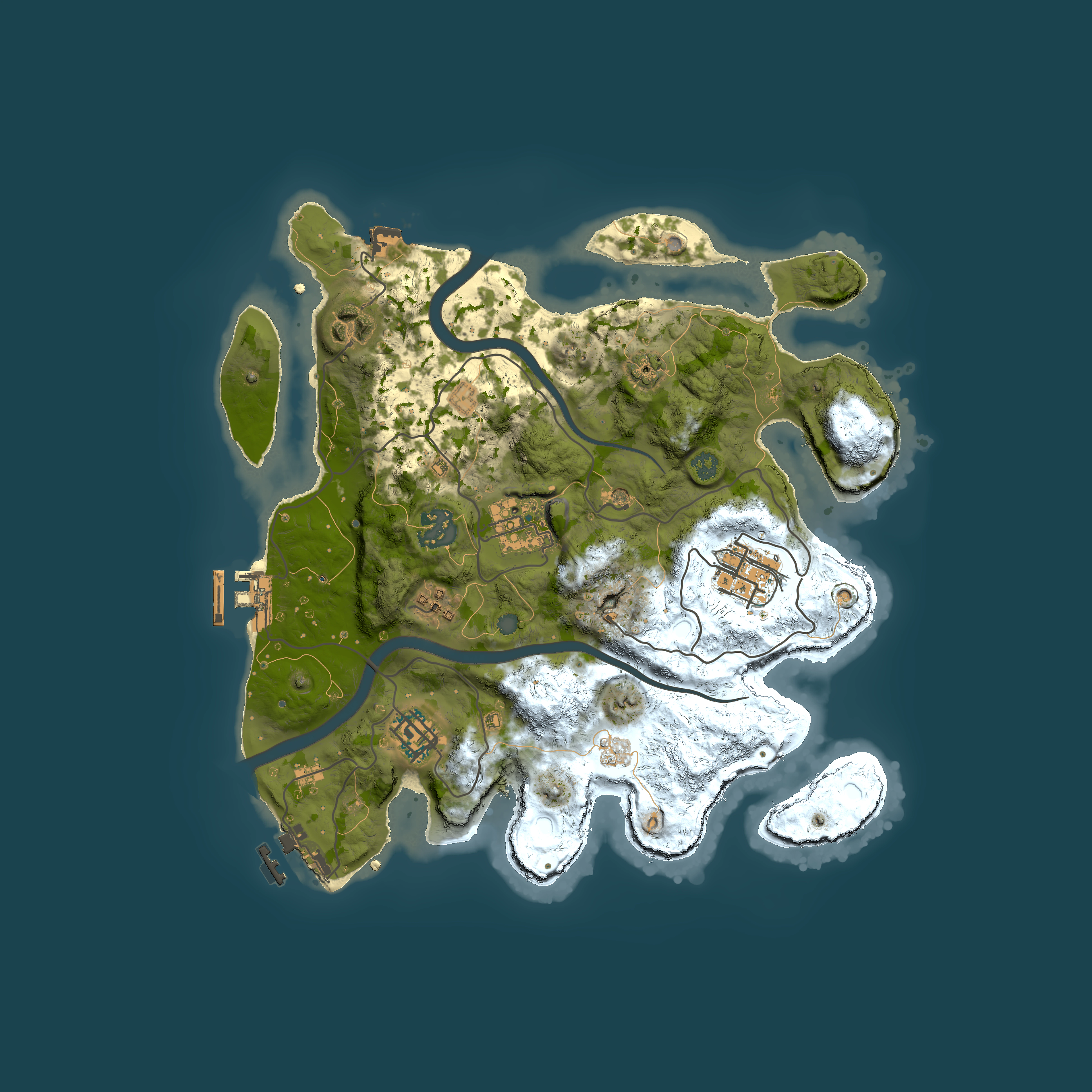 Full top-down render of Rust map seed 718837005, 3000x3000m