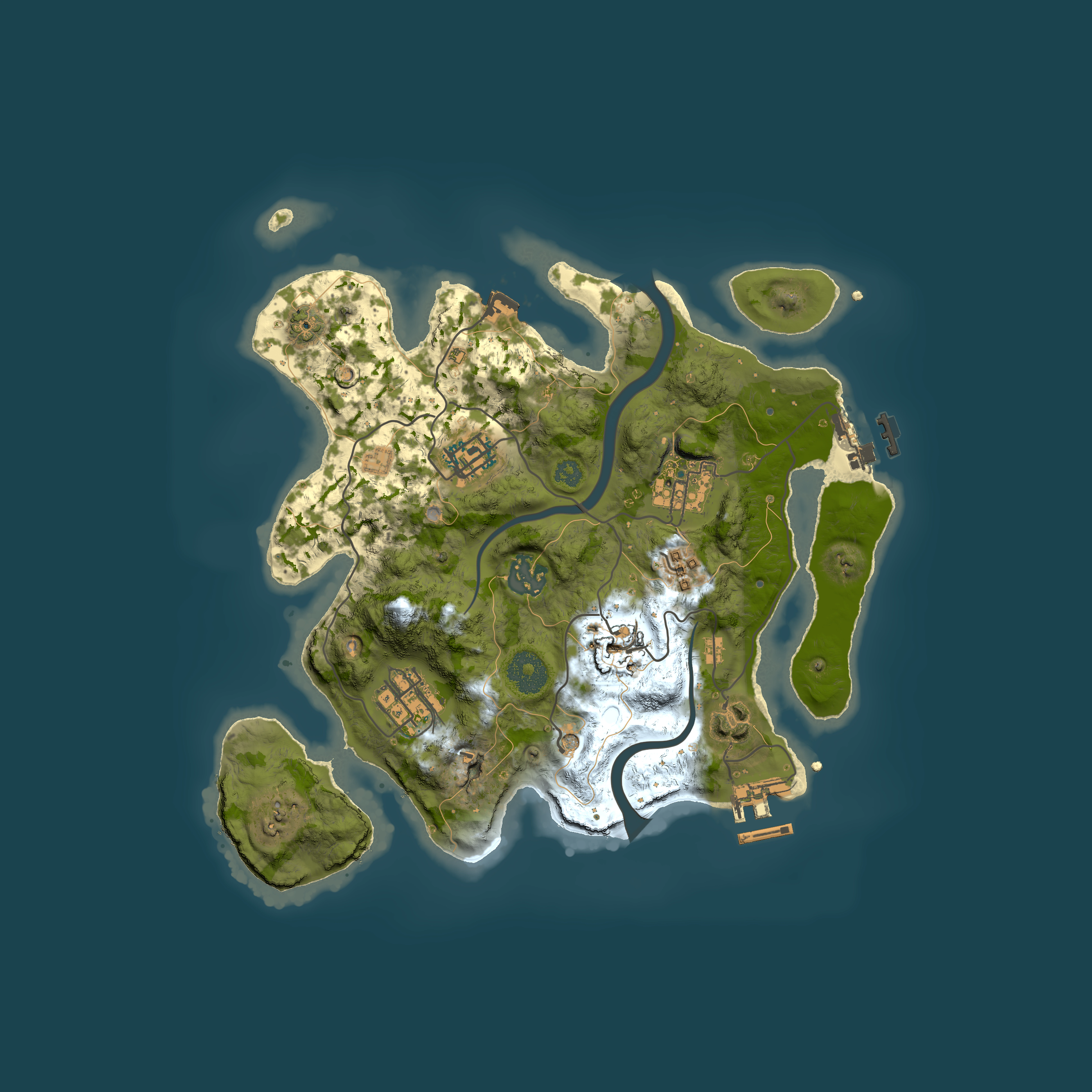 Full top-down render of Rust map seed 522925450, 3000x3000m
