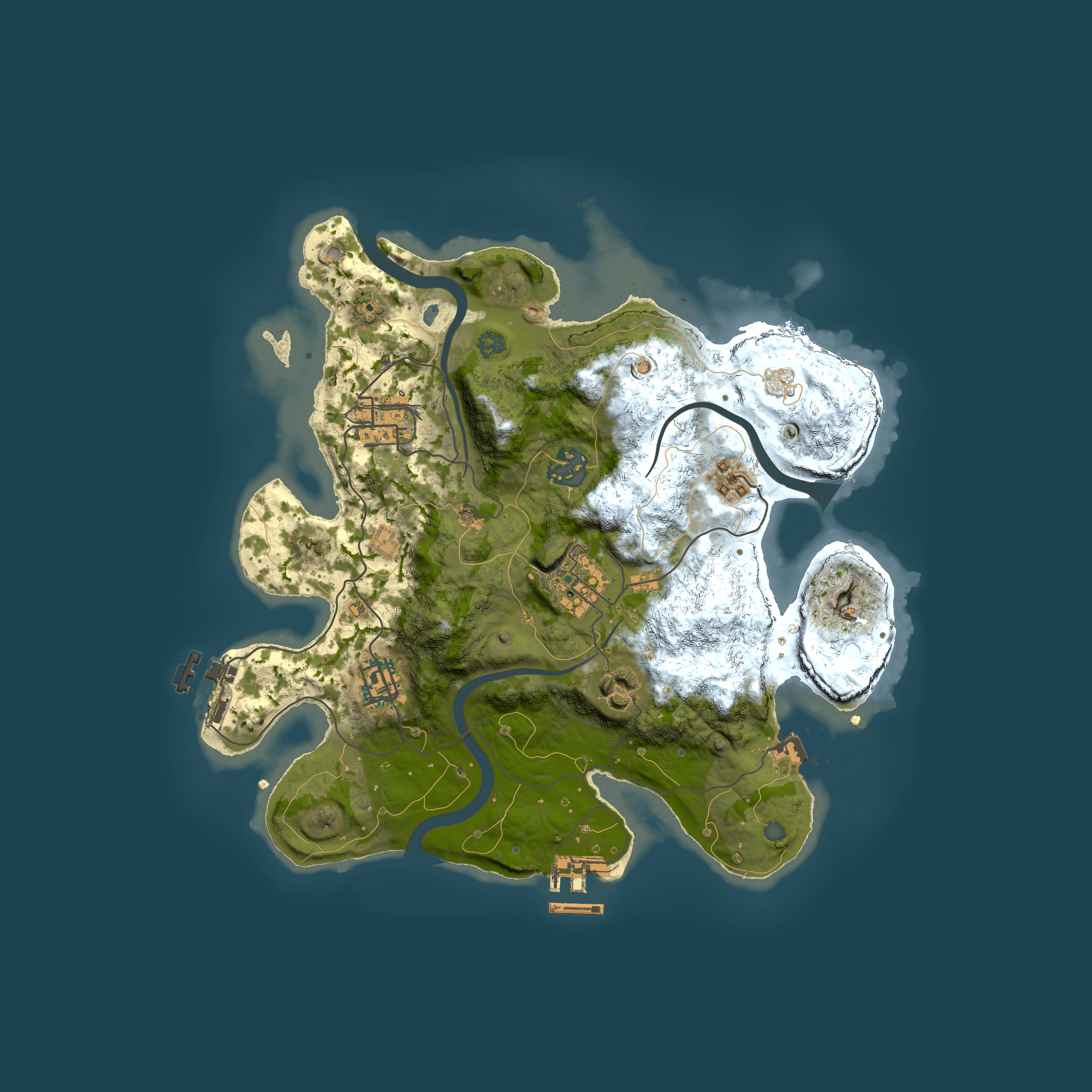 Full top-down render of Rust map seed 1527370521, 3000x3000m
