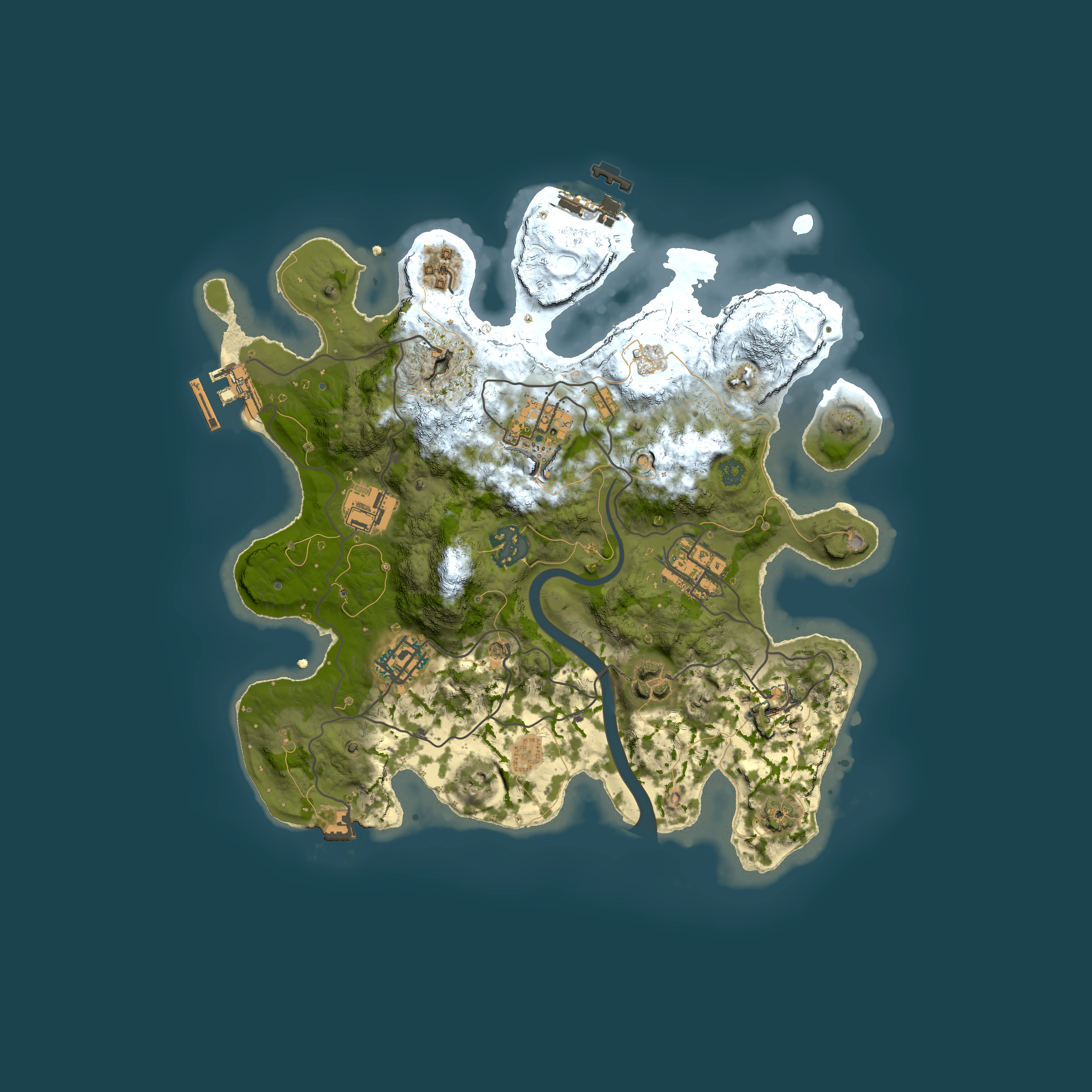 Full top-down render of Rust map seed 212314954, 3000x3000m