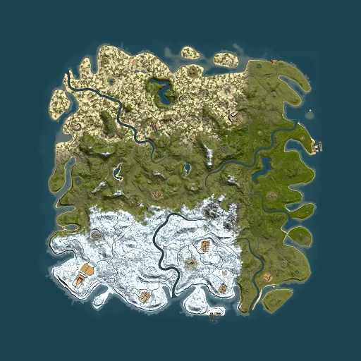 Rust map seed 870447499, 6000x6000m top-down preview