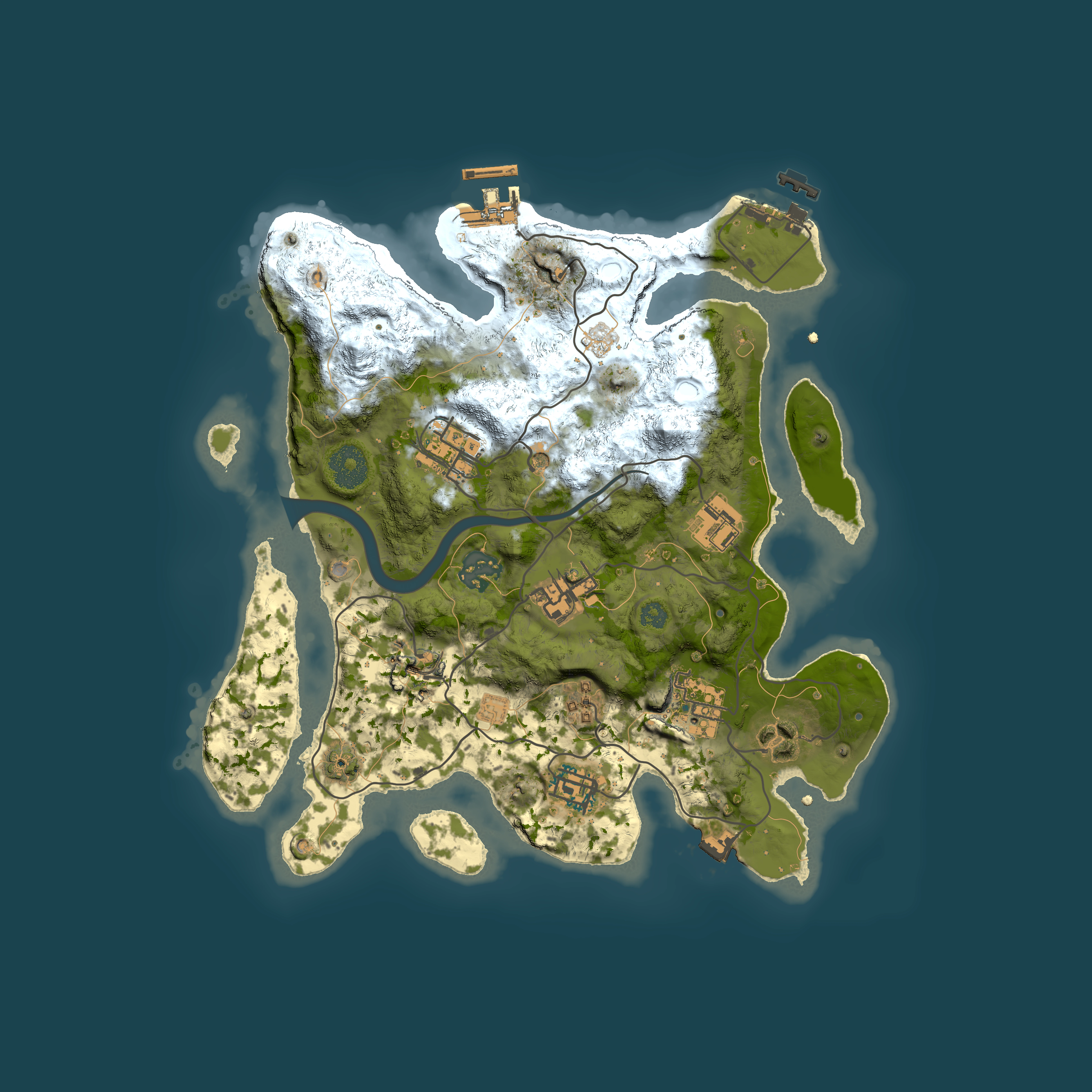 Full top-down render of Rust map seed 229703597, 3000x3000m