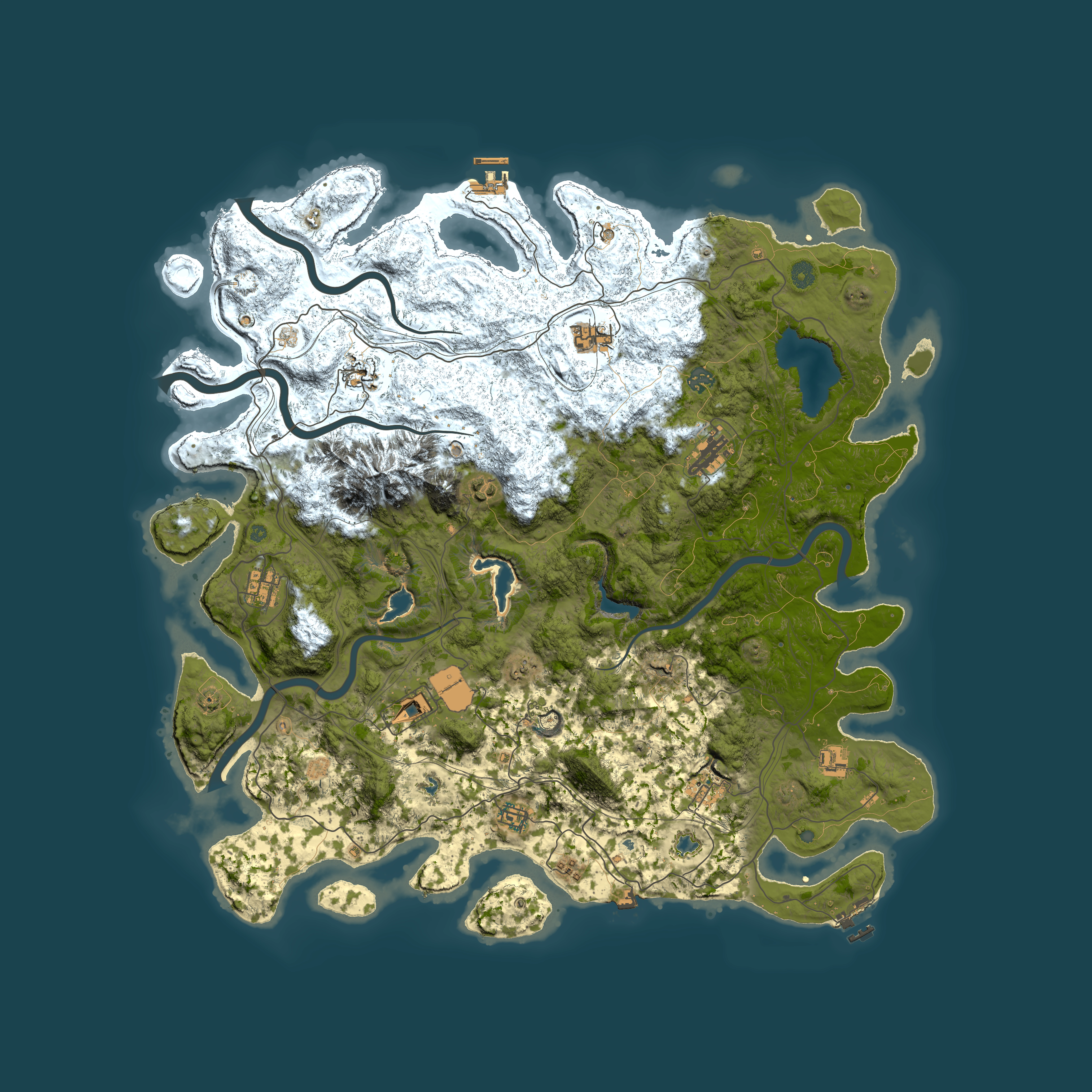 Full top-down render of Rust map seed 2122824102, 5000x5000m