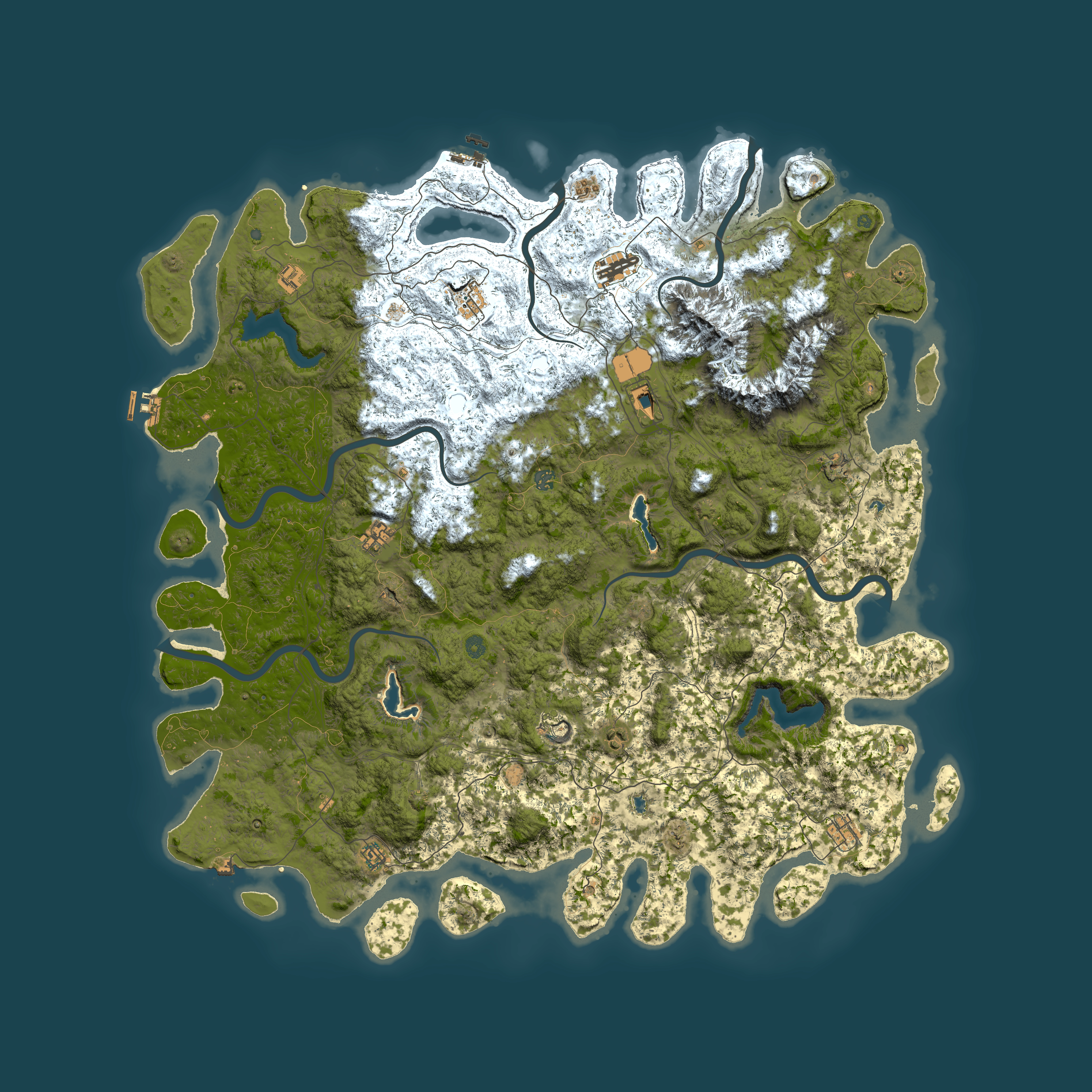Full top-down render of Rust map seed 841050520, 6000x6000m