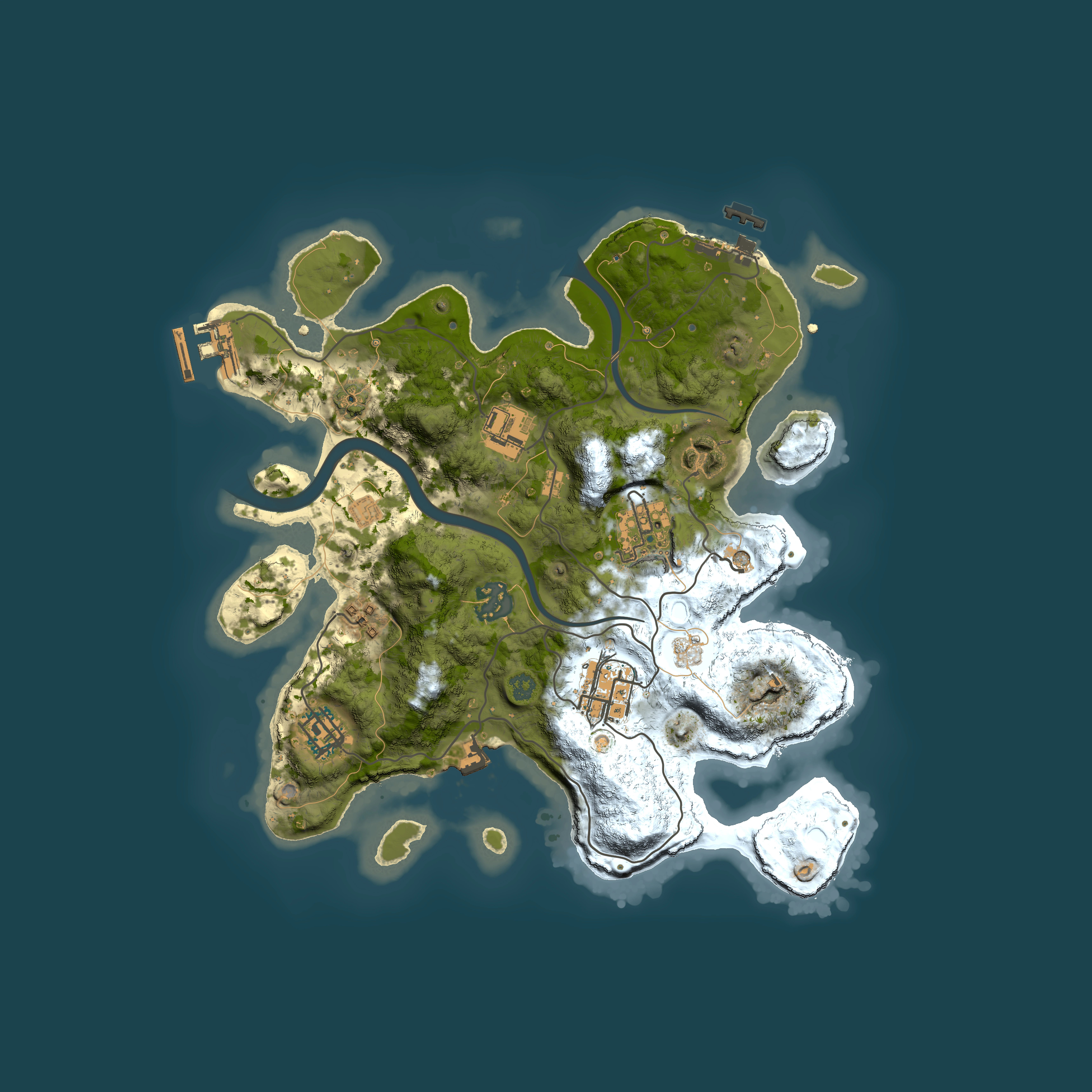 Full top-down render of Rust map seed 983367560, 3000x3000m