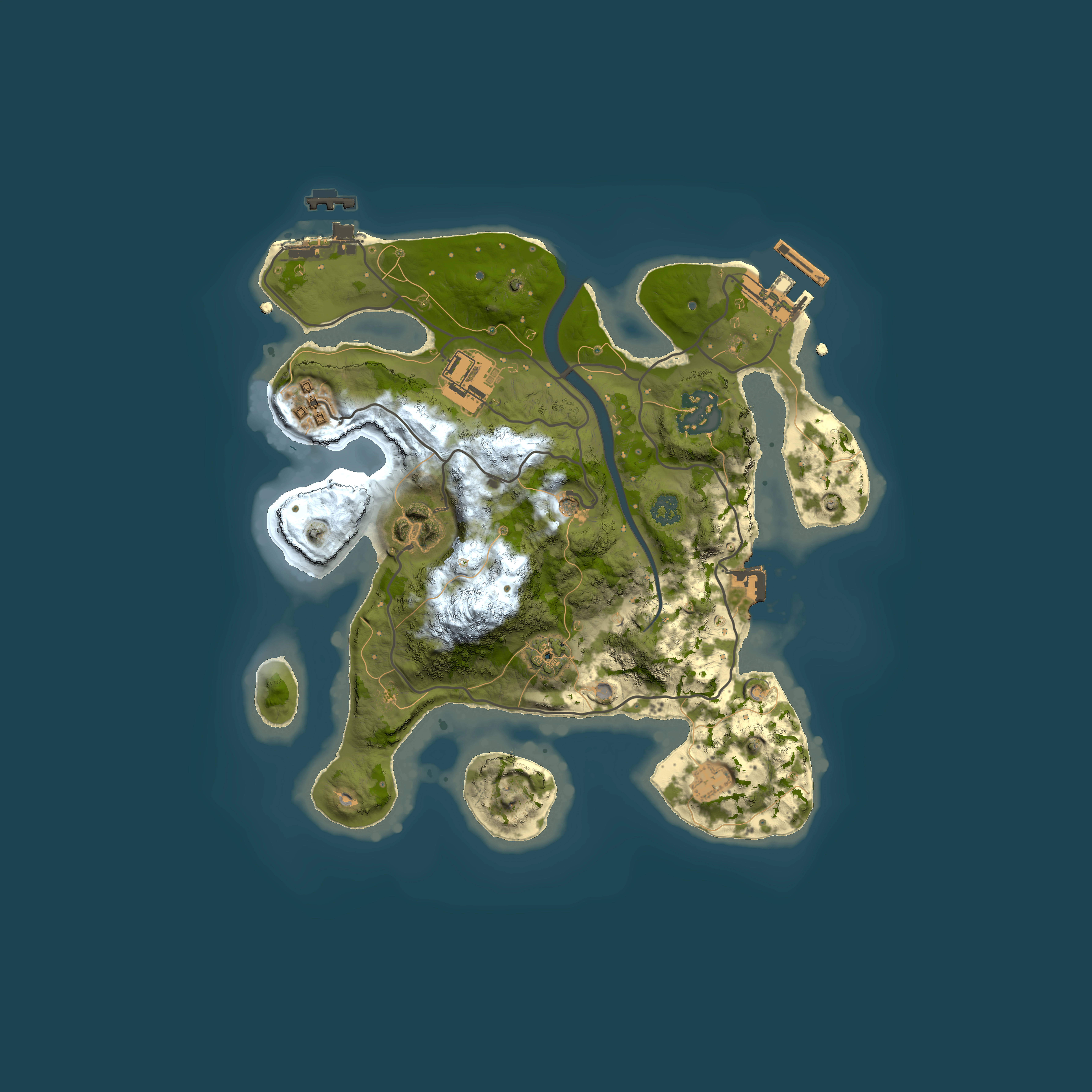 Full top-down render of Rust map seed 1460367194, 2500x2500m