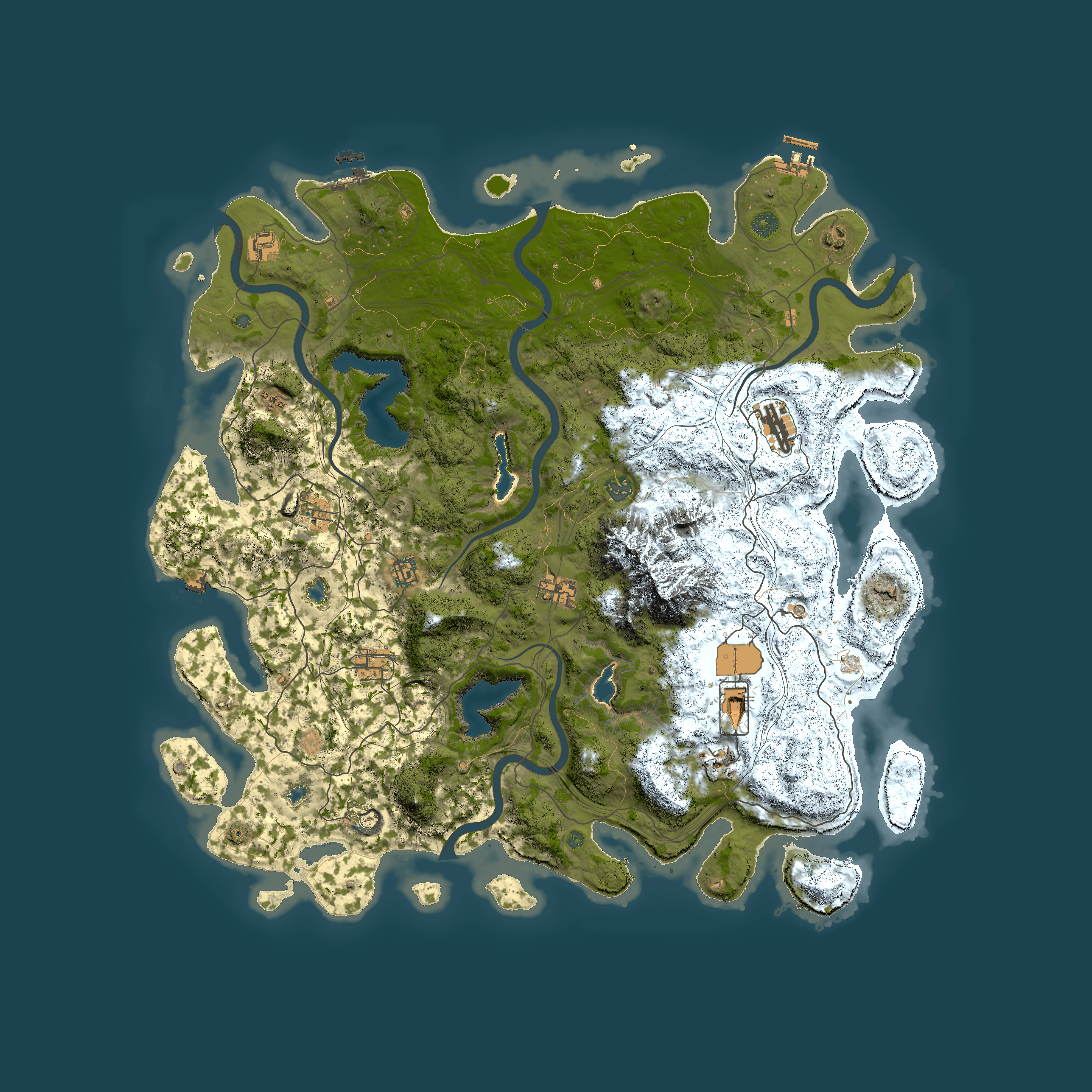 Full top-down render of Rust map seed 1442003045, 5000x5000m