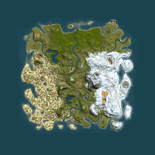 Rust map seed 1442003045, 5000x5000m top-down preview