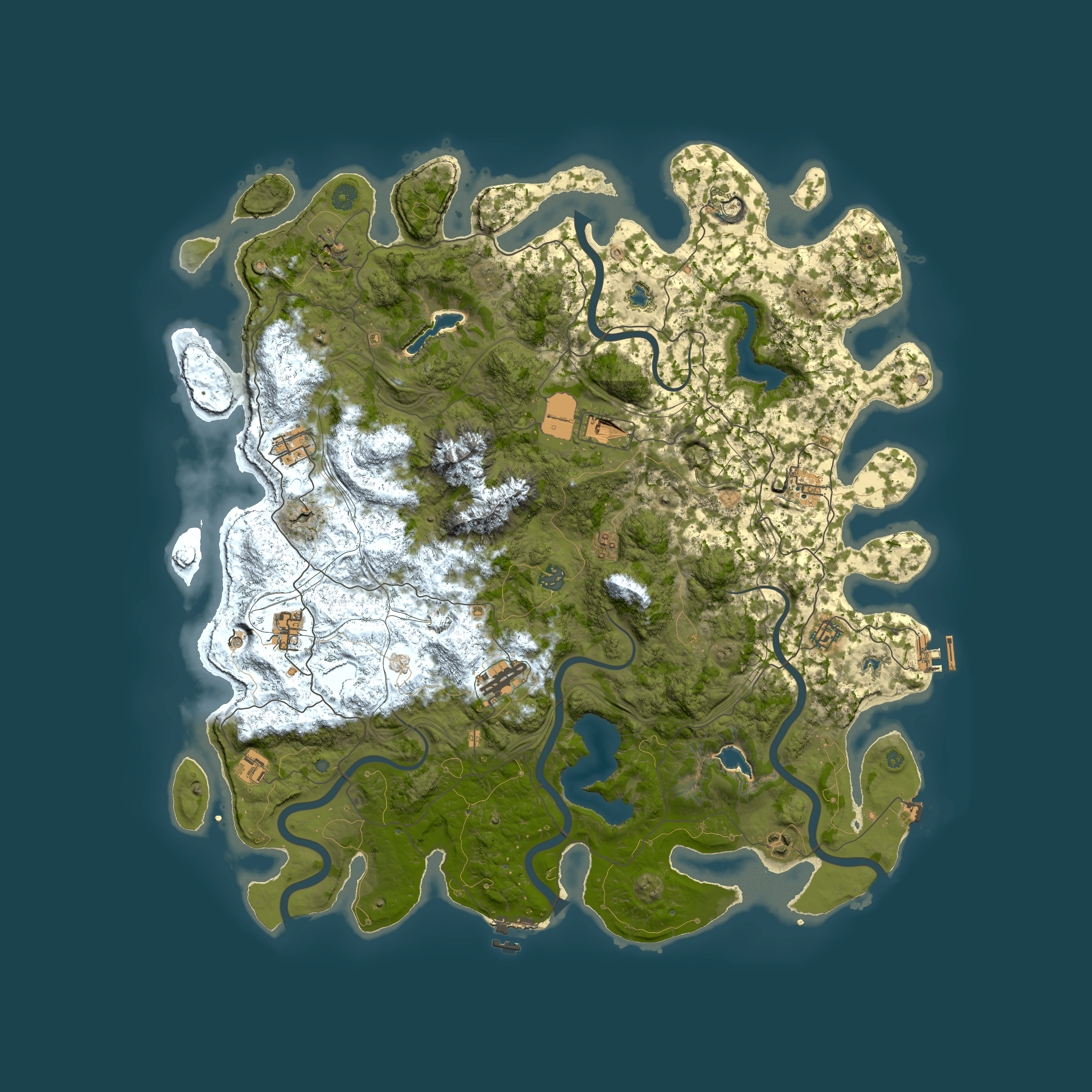 Full top-down render of Rust map seed 999369740, 5000x5000m