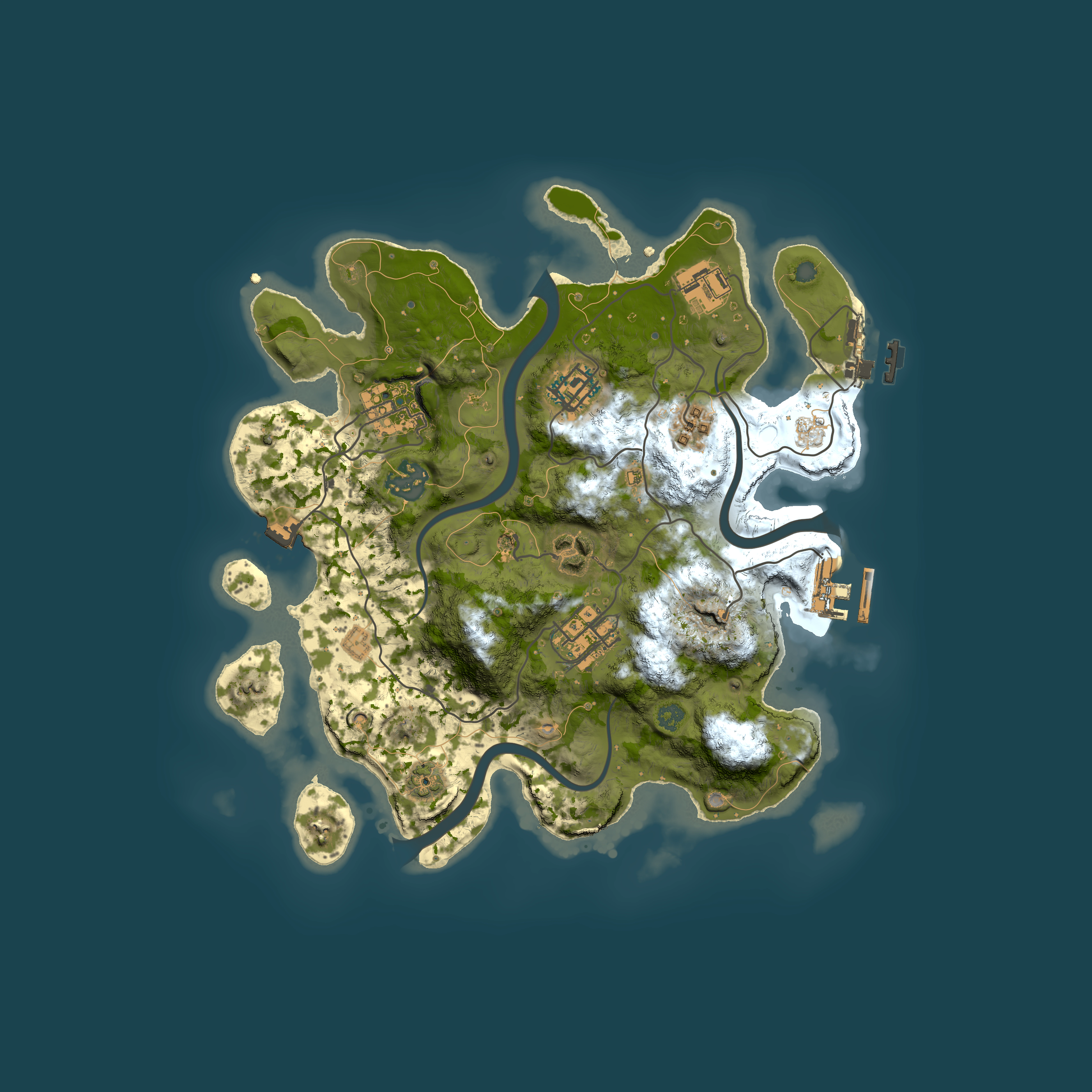 Full top-down render of Rust map seed 1741052282, 3000x3000m