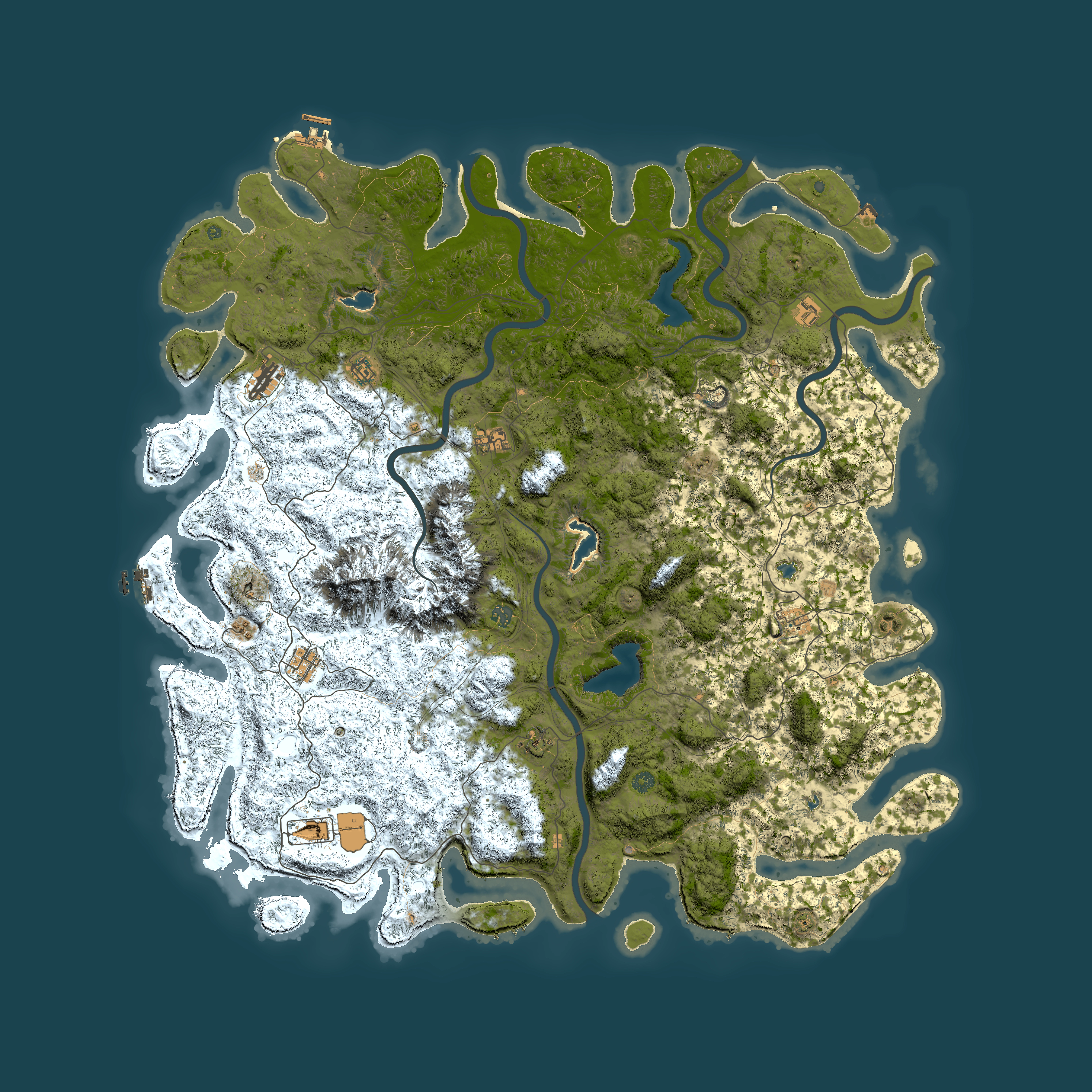 Full top-down render of Rust map seed 143983423, 6000x6000m
