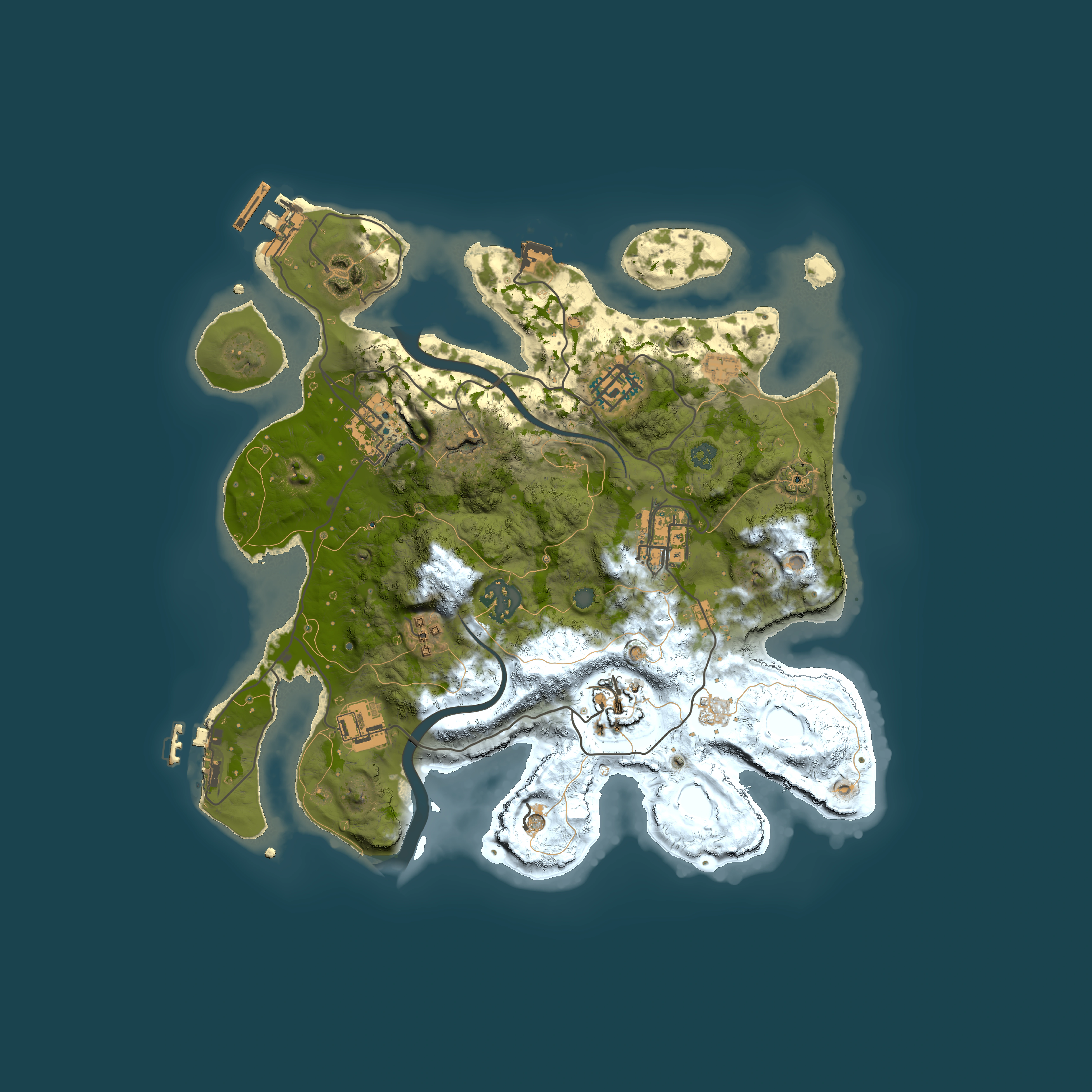 Full top-down render of Rust map seed 90108836, 3000x3000m
