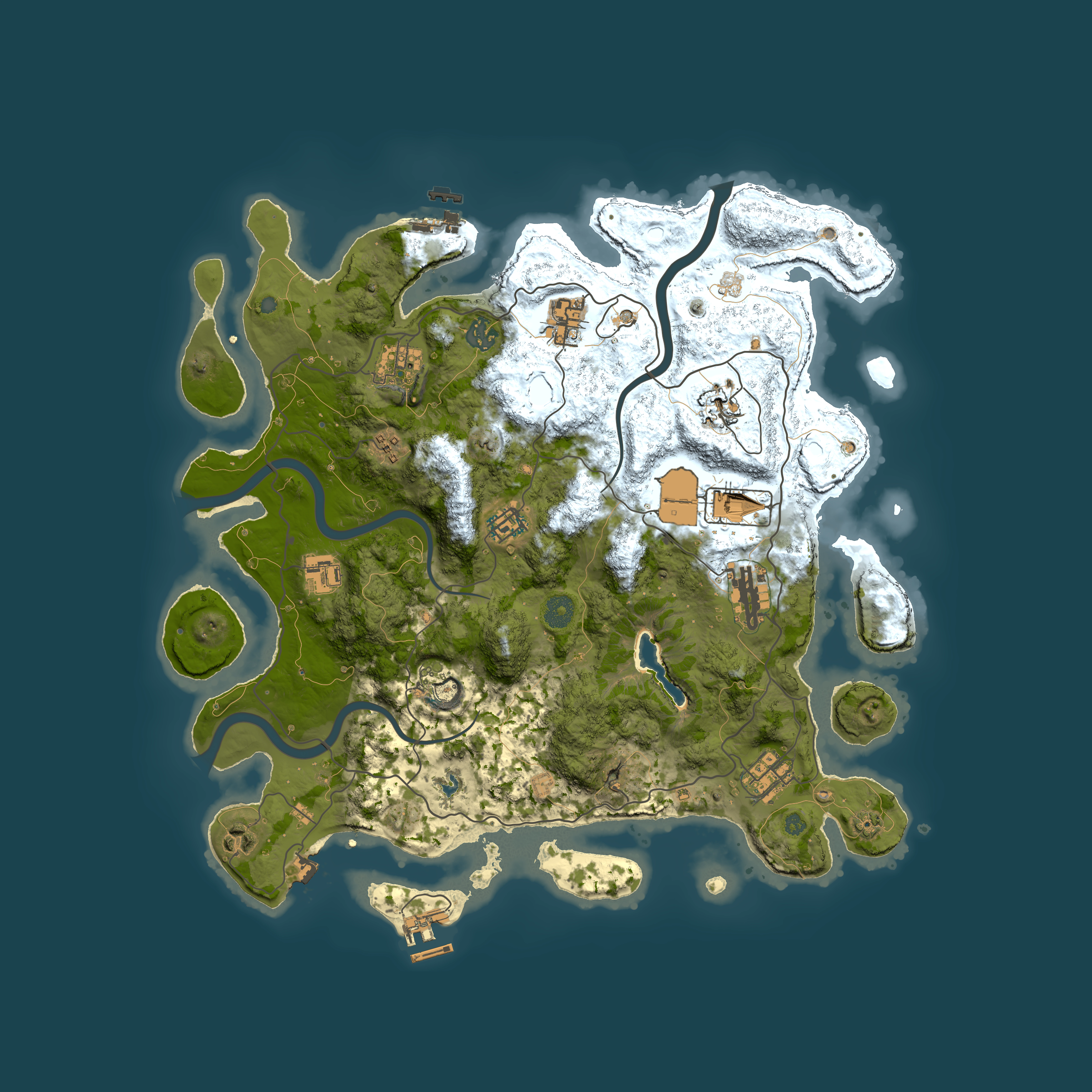 Full top-down render of Rust map seed 161447246, 4000x4000m