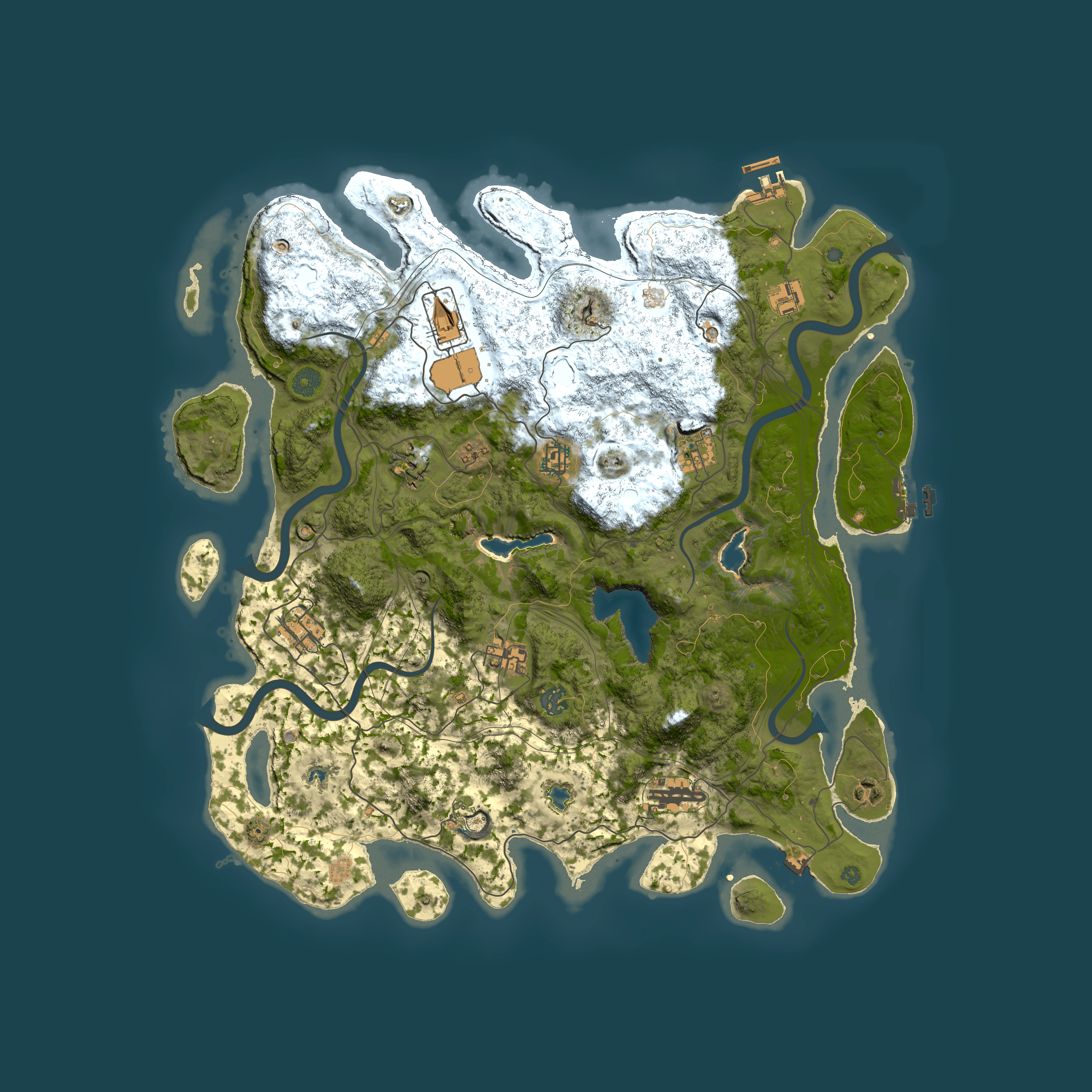 Full top-down render of Rust map seed 318981352, 4500x4500m