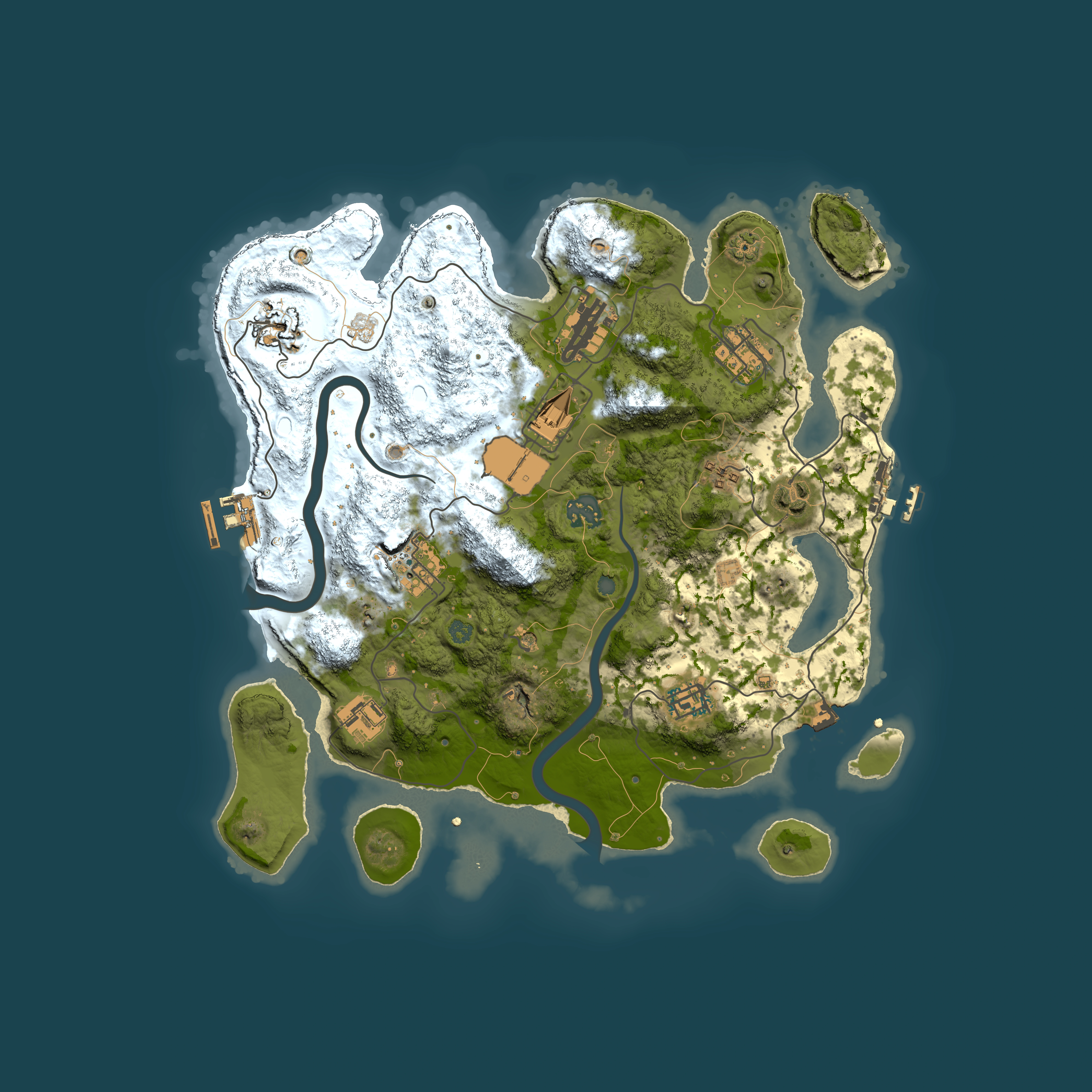 Full top-down render of Rust map seed 92229236, 3500x3500m