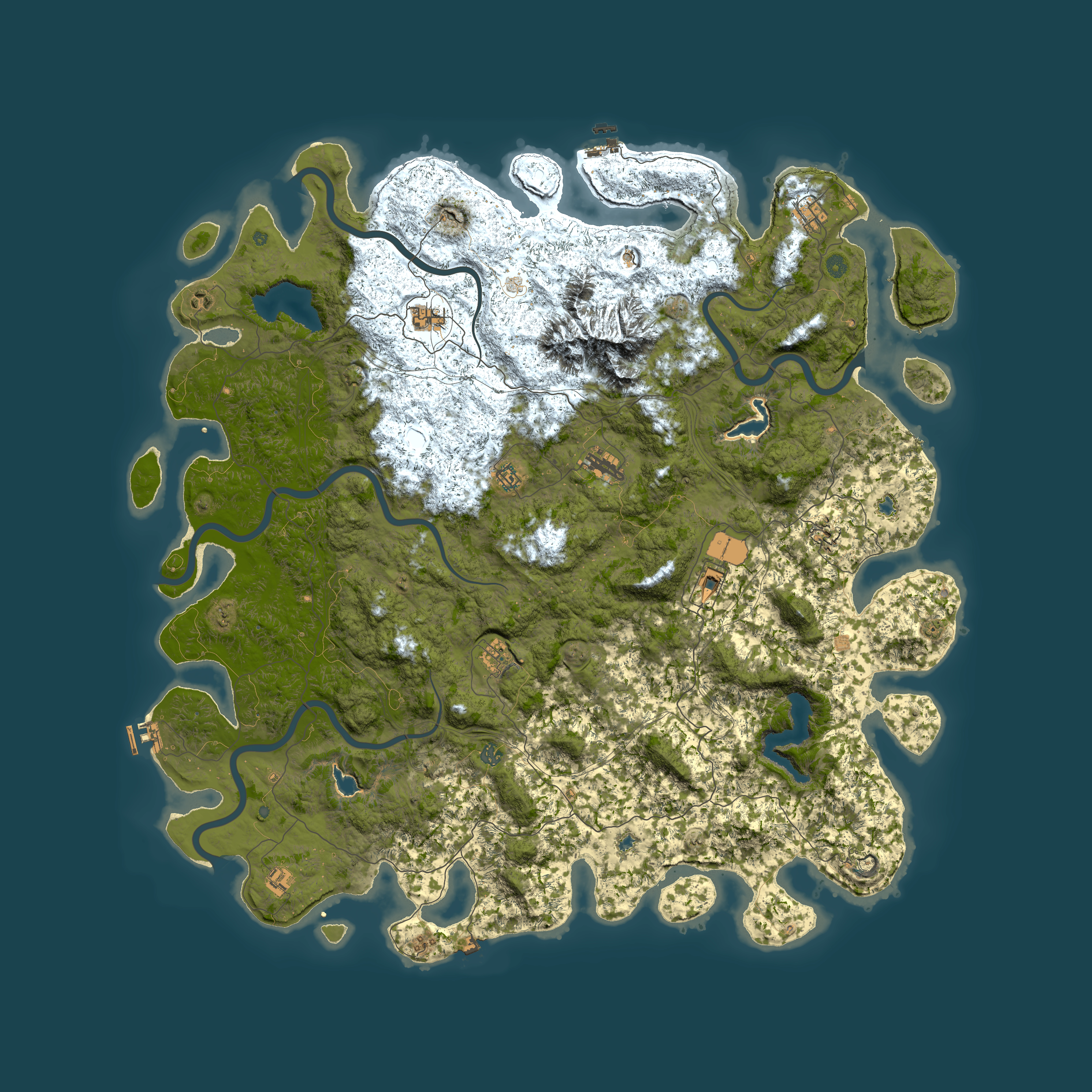 Full top-down render of Rust map seed 146888912, 6000x6000m