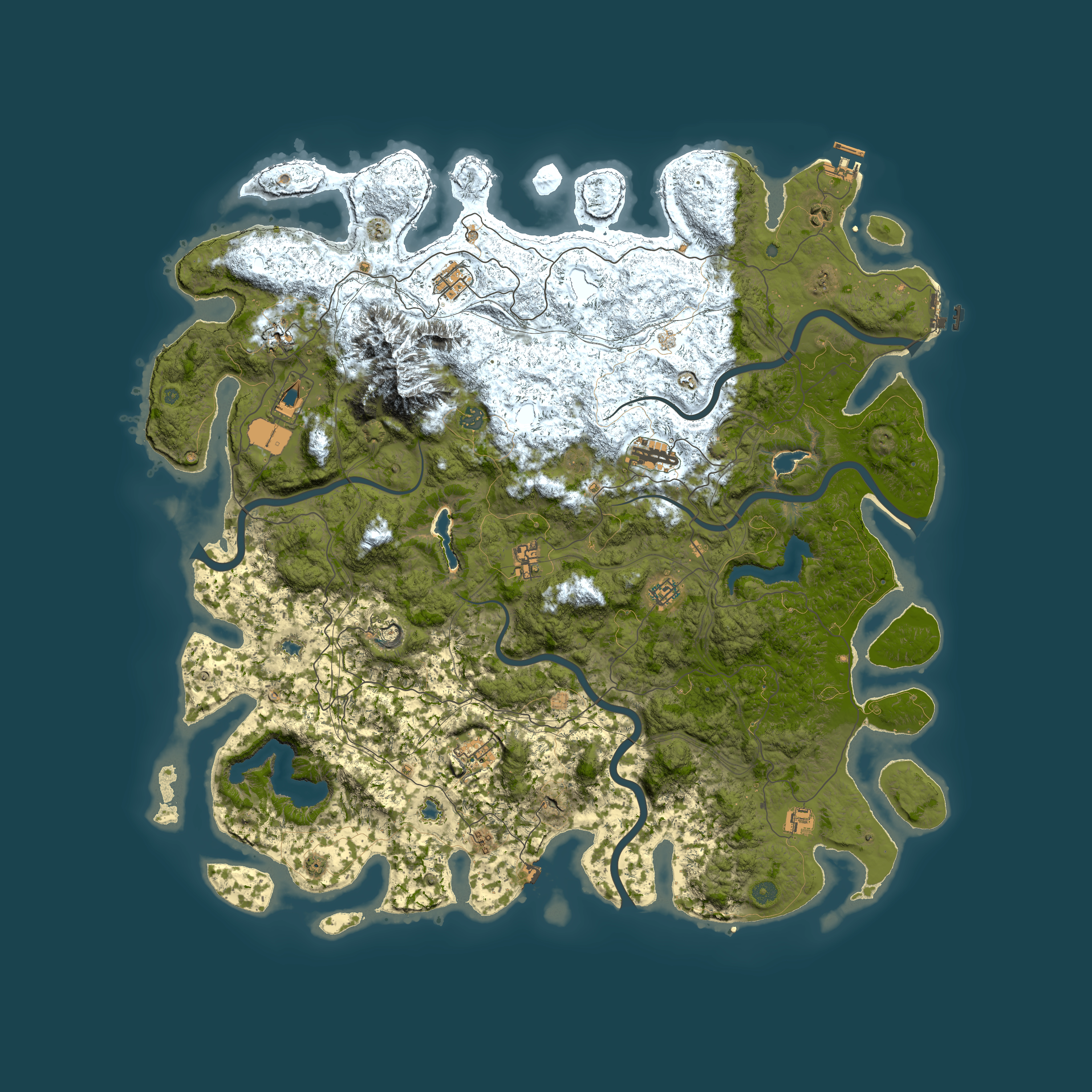 Full top-down render of Rust map seed 707285775, 5500x5500m