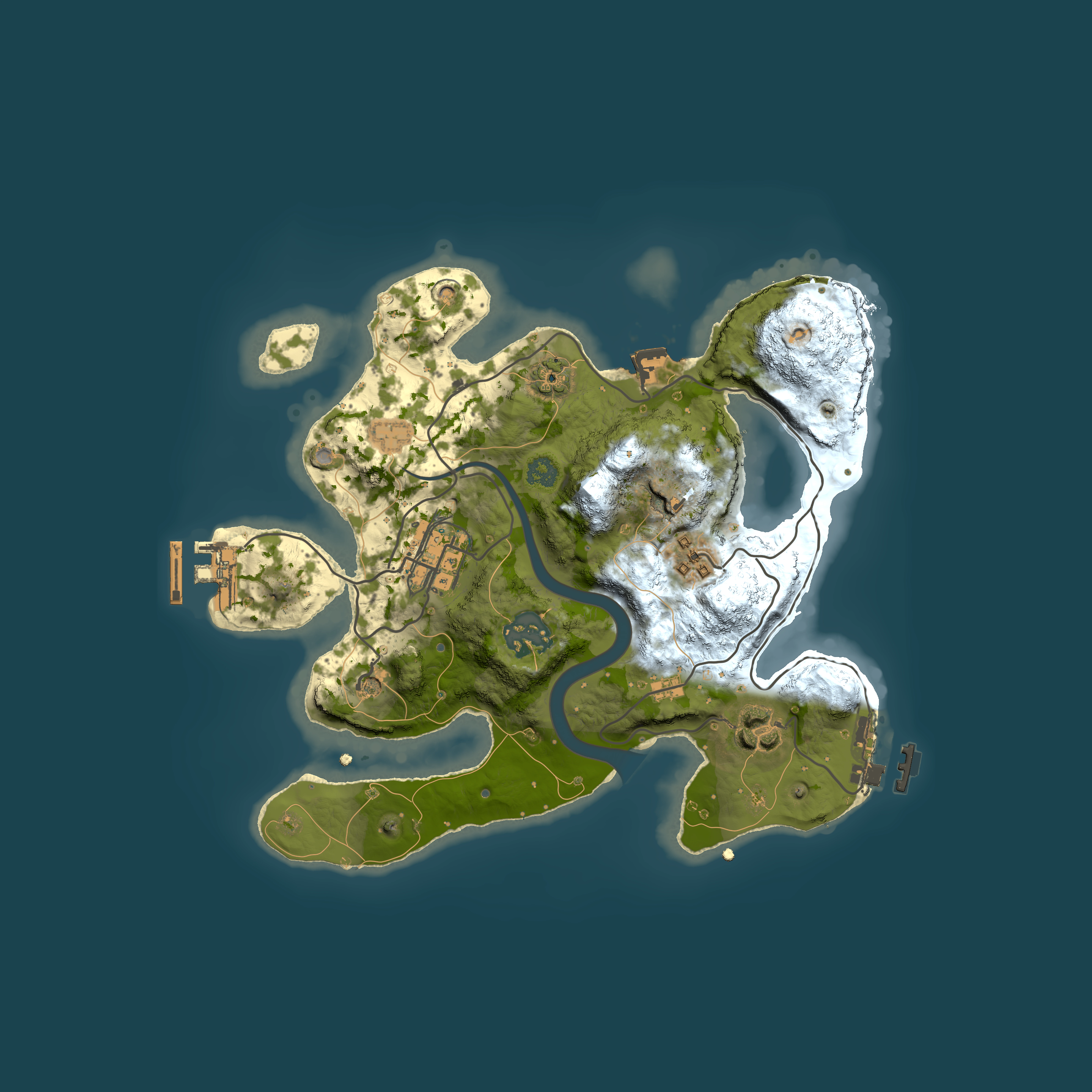 Full top-down render of Rust map seed 1621009125, 2500x2500m