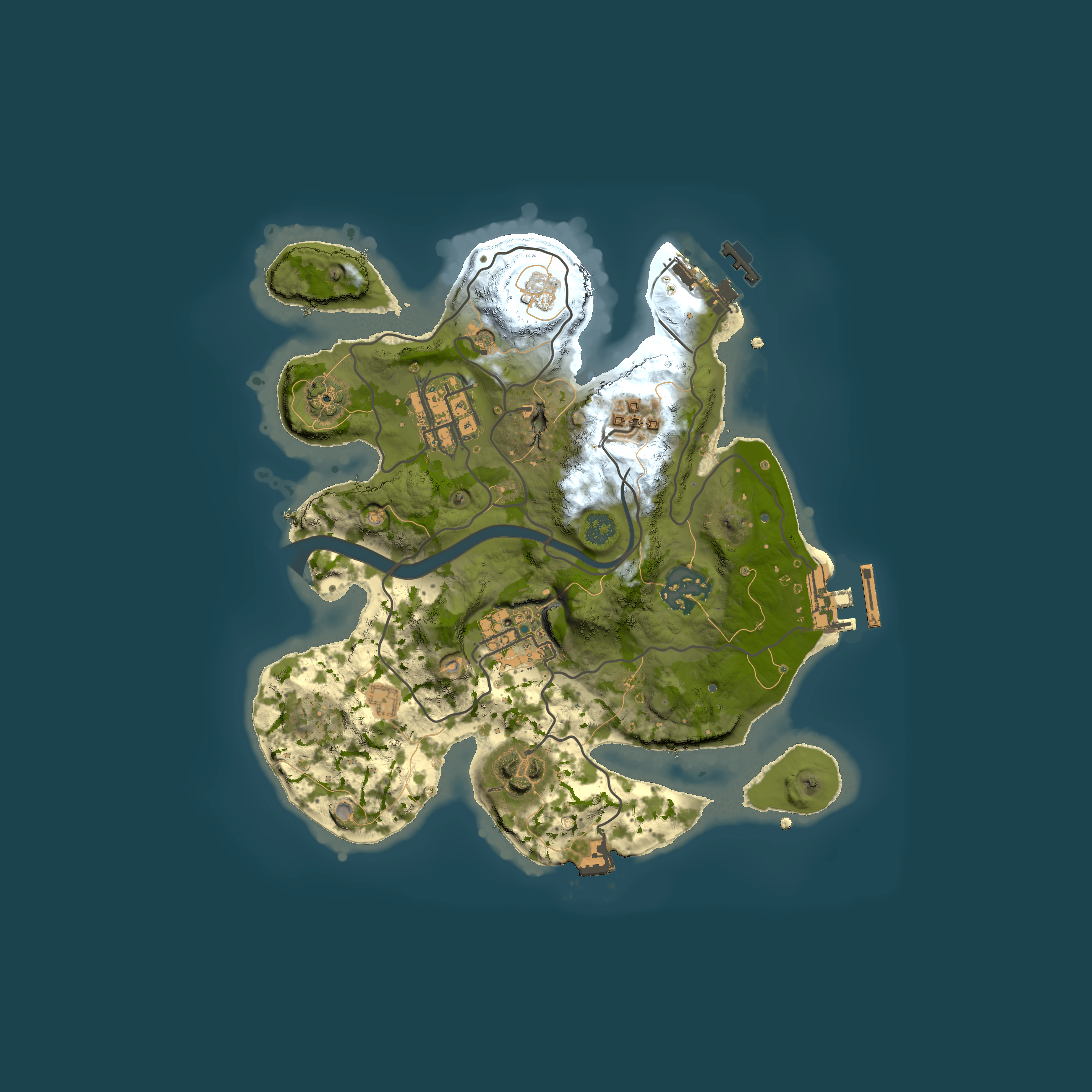 Full top-down render of Rust map seed 1625888060, 2500x2500m
