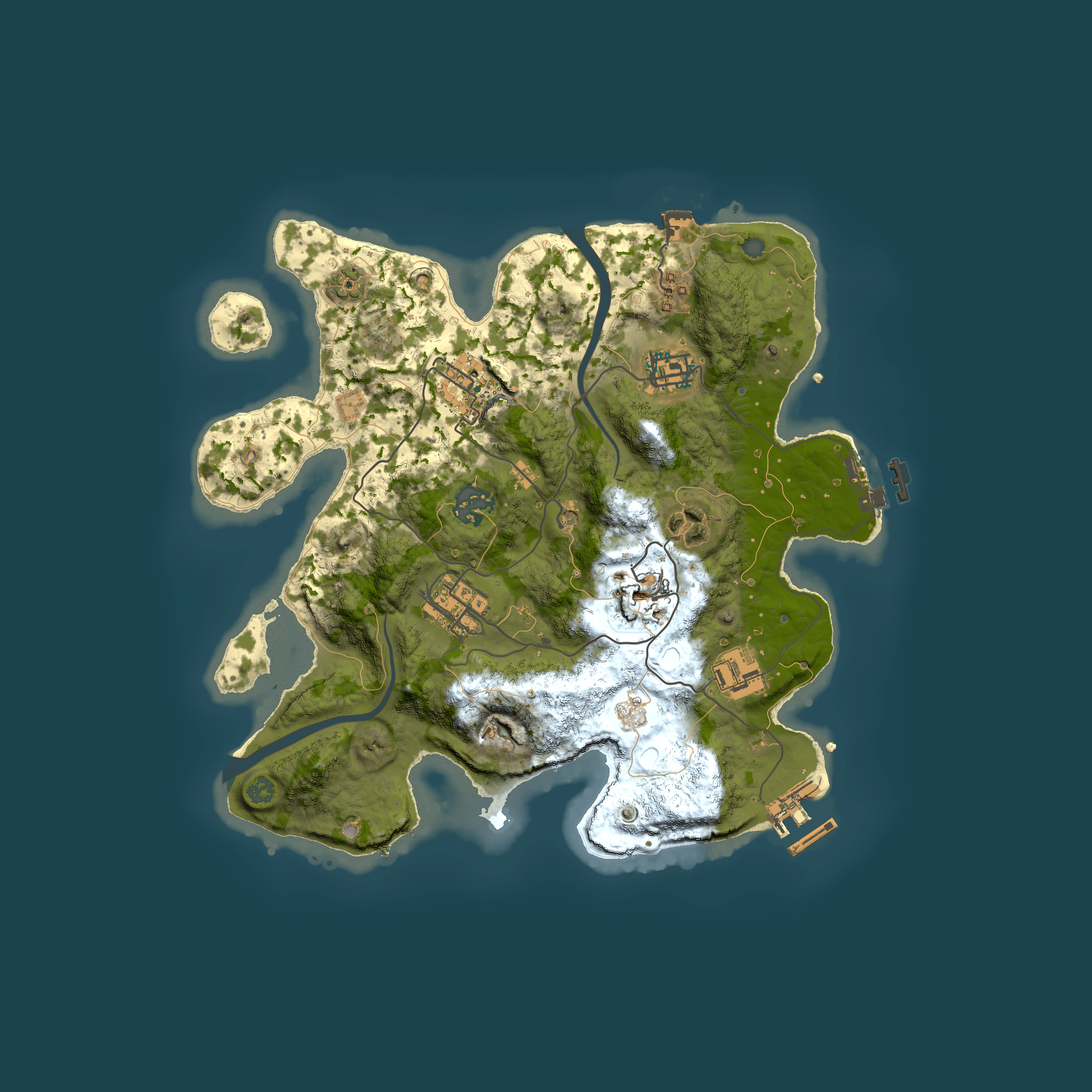 Full top-down render of Rust map seed 112384846, 3000x3000m