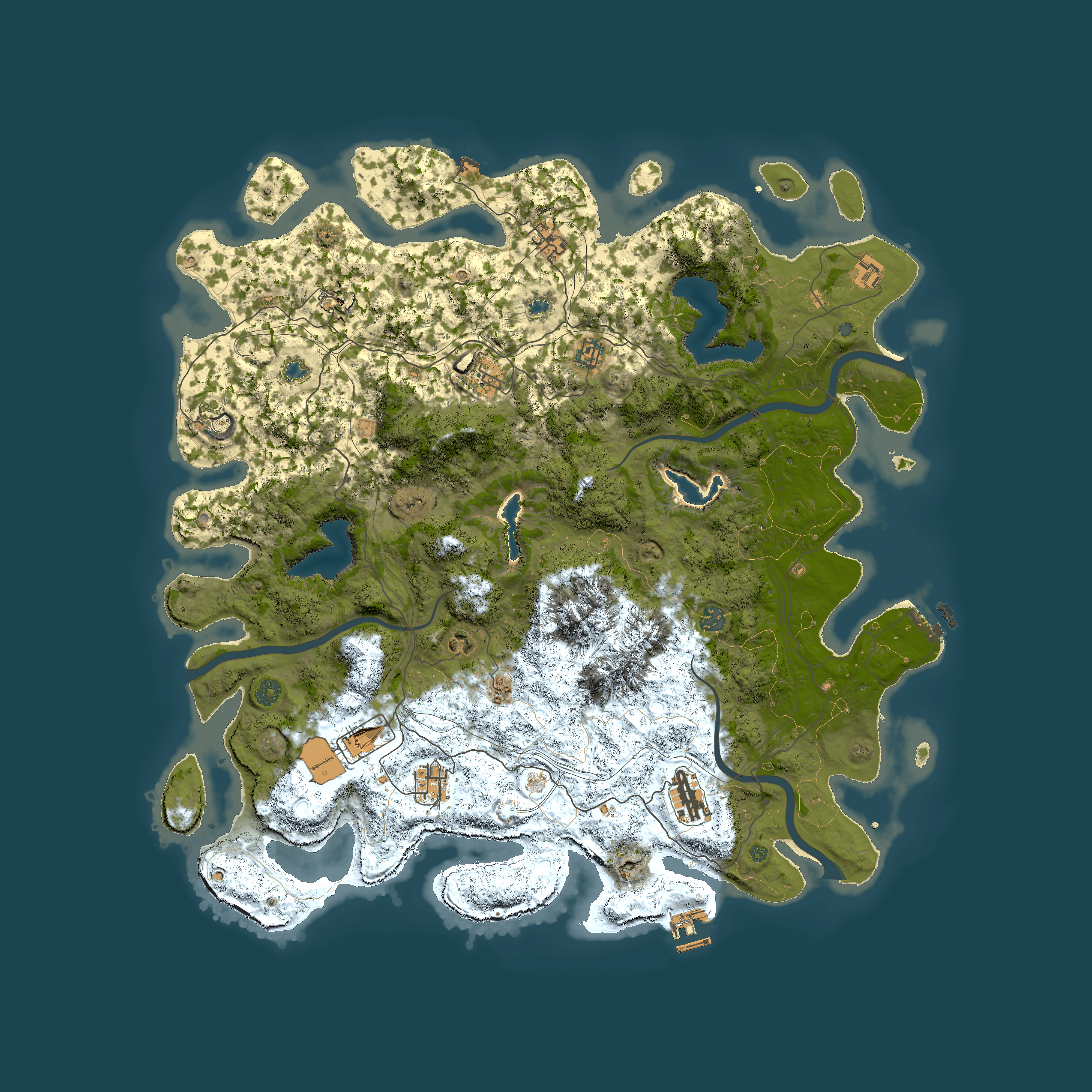 Full top-down render of Rust map seed 1647264000, 5000x5000m