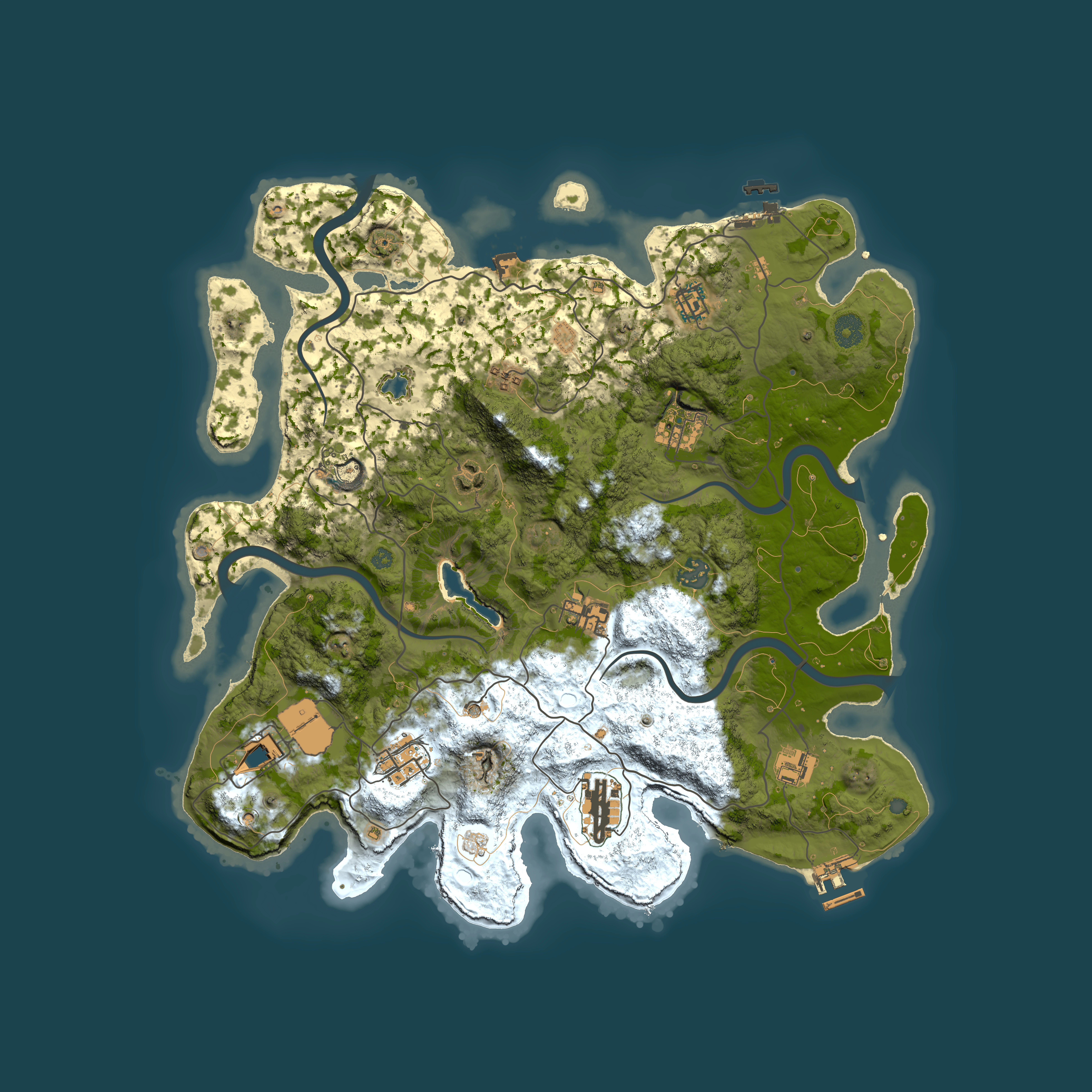 Full top-down render of Rust map seed 1563621813, 4000x4000m