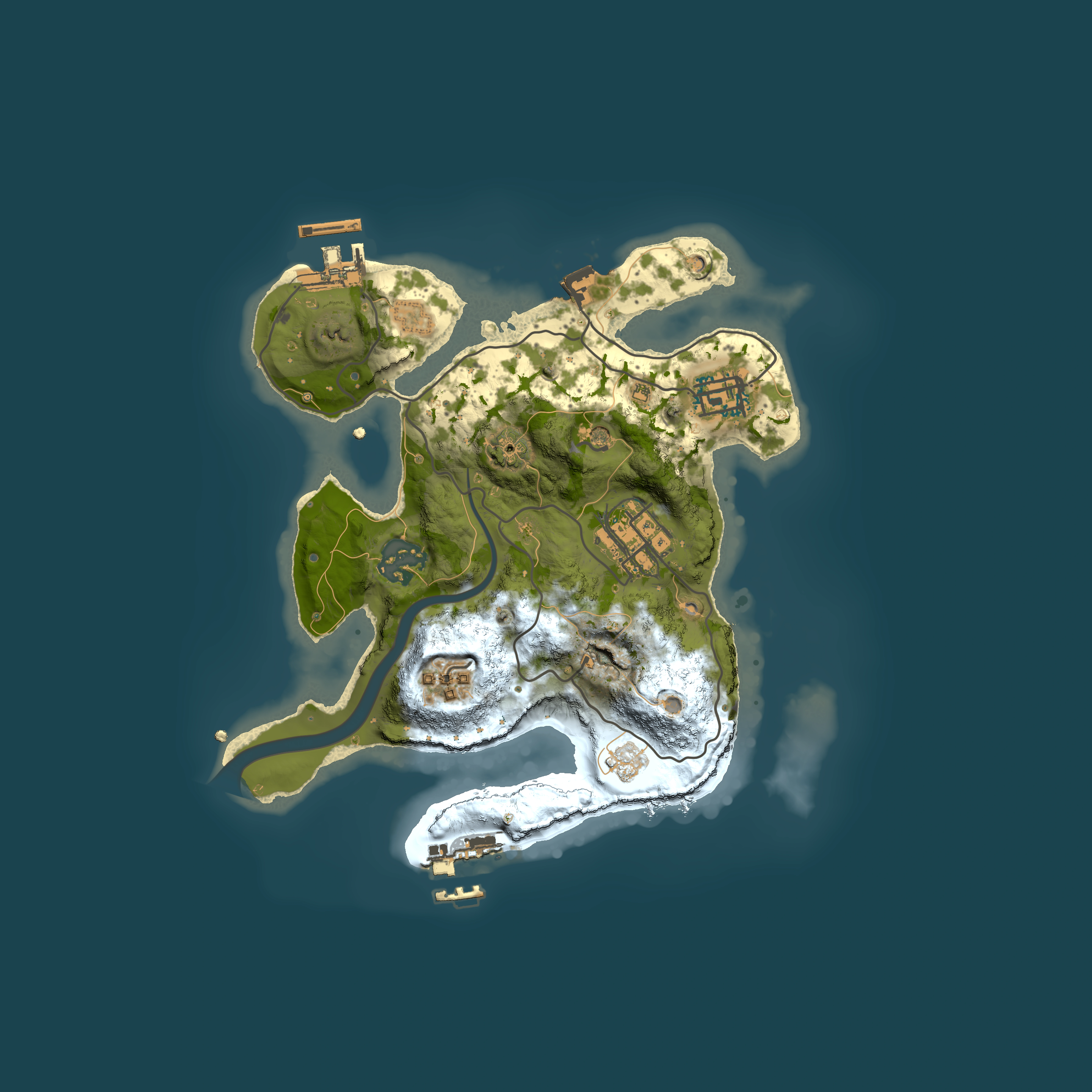 Full top-down render of Rust map seed 1990420676, 2500x2500m