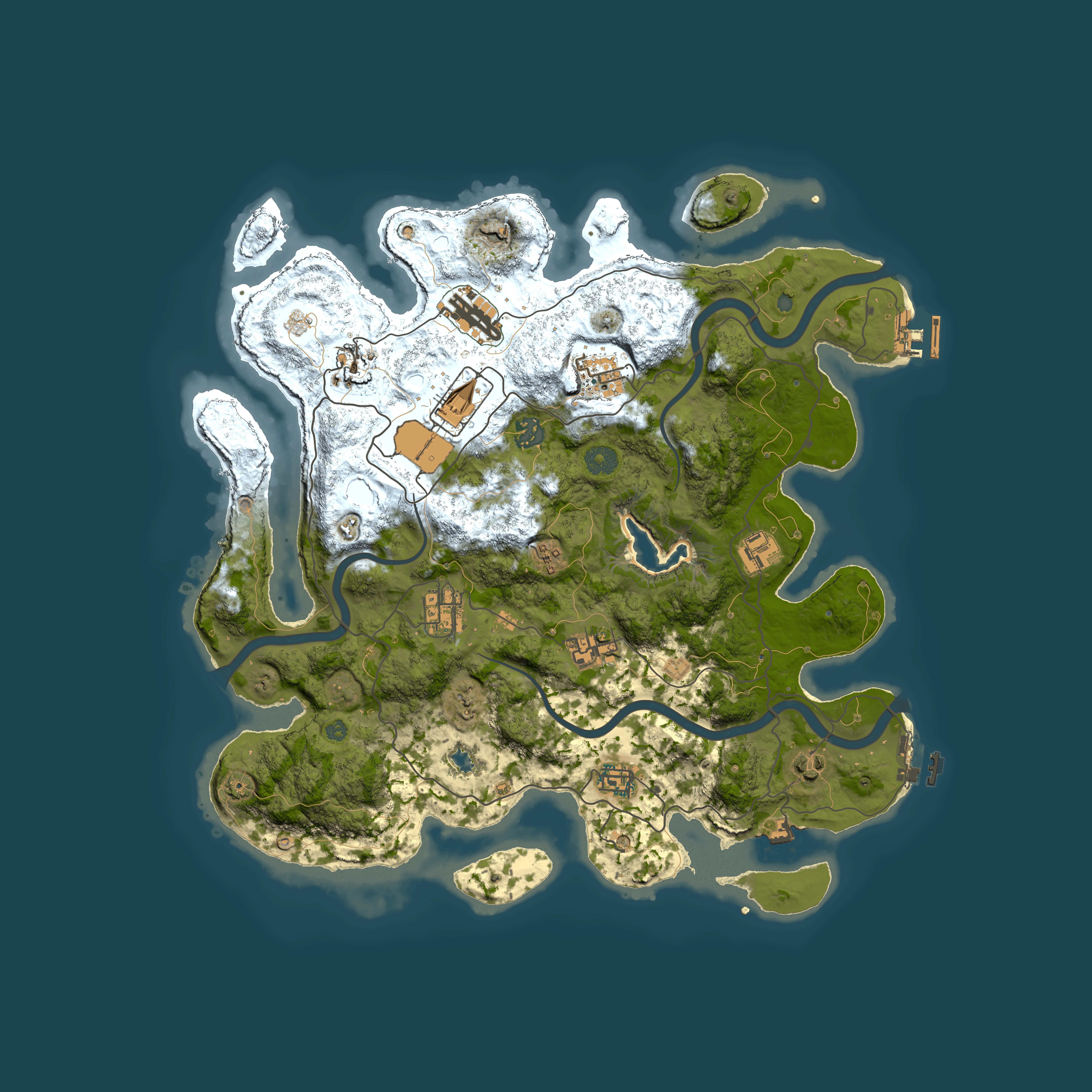 Full top-down render of Rust map seed 1536556094, 4000x4000m