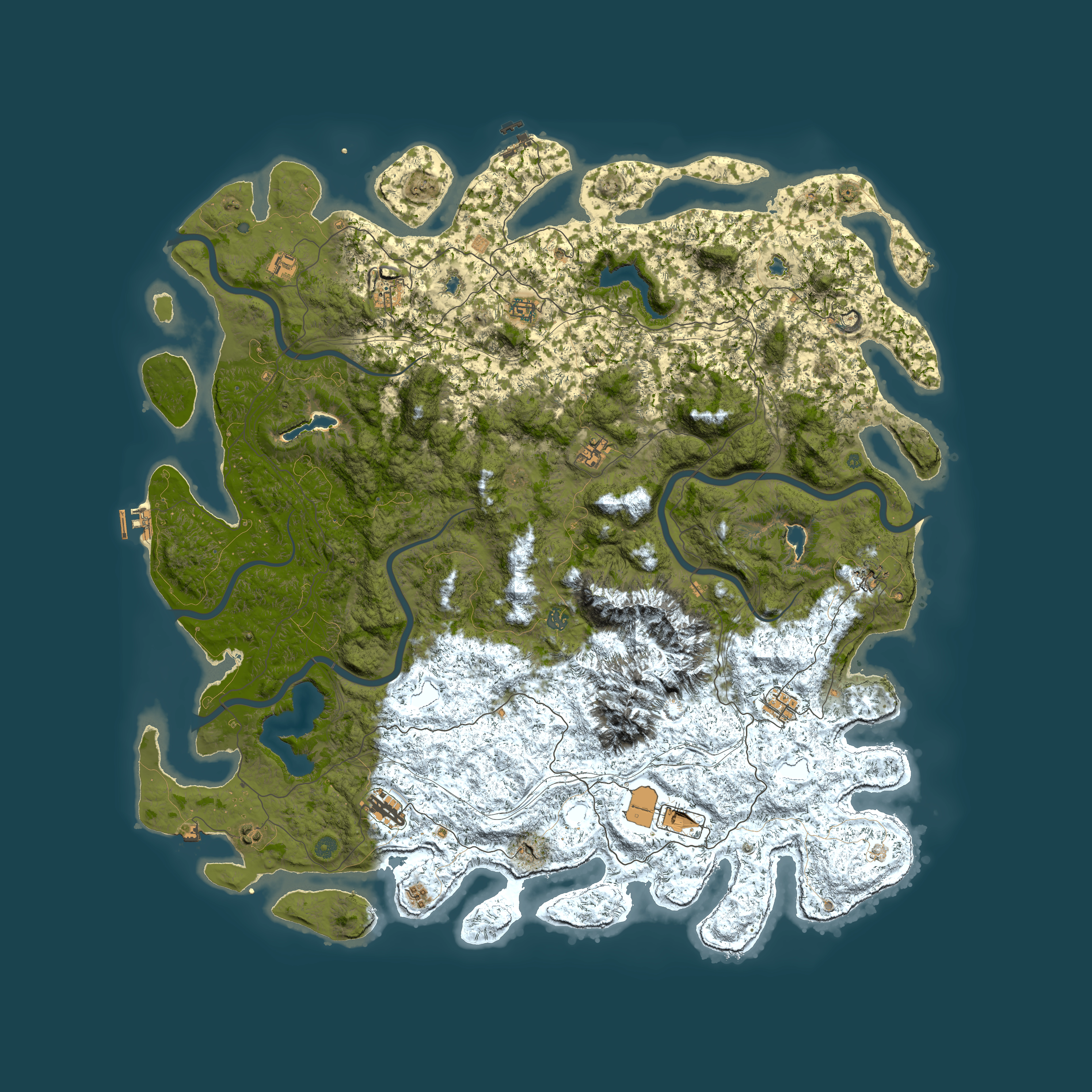 Full top-down render of Rust map seed 1660886867, 6000x6000m