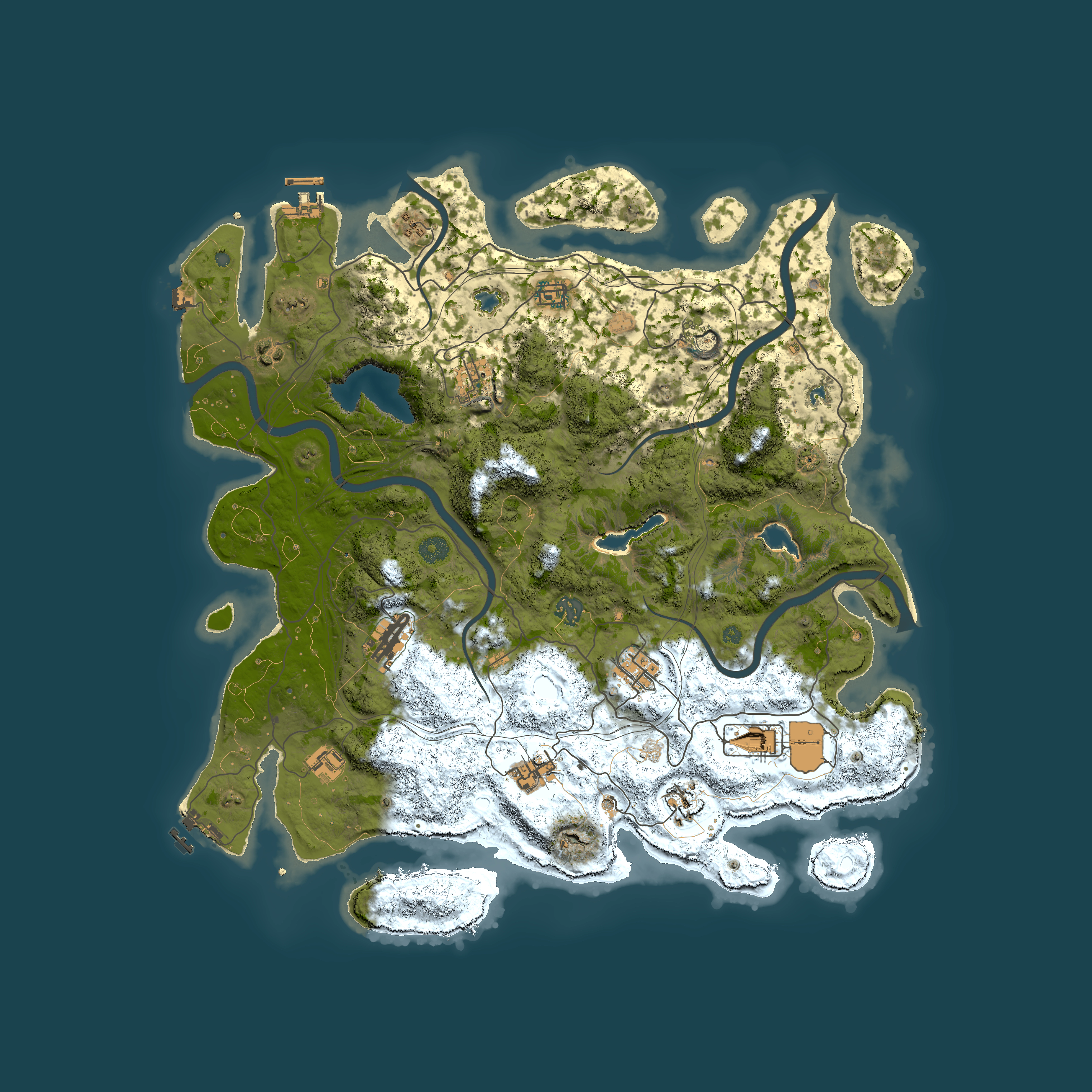 Full top-down render of Rust map seed 1989243661, 4500x4500m