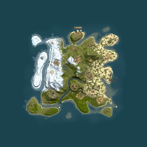 Rust map seed 187230664, 3000x3000m top-down preview