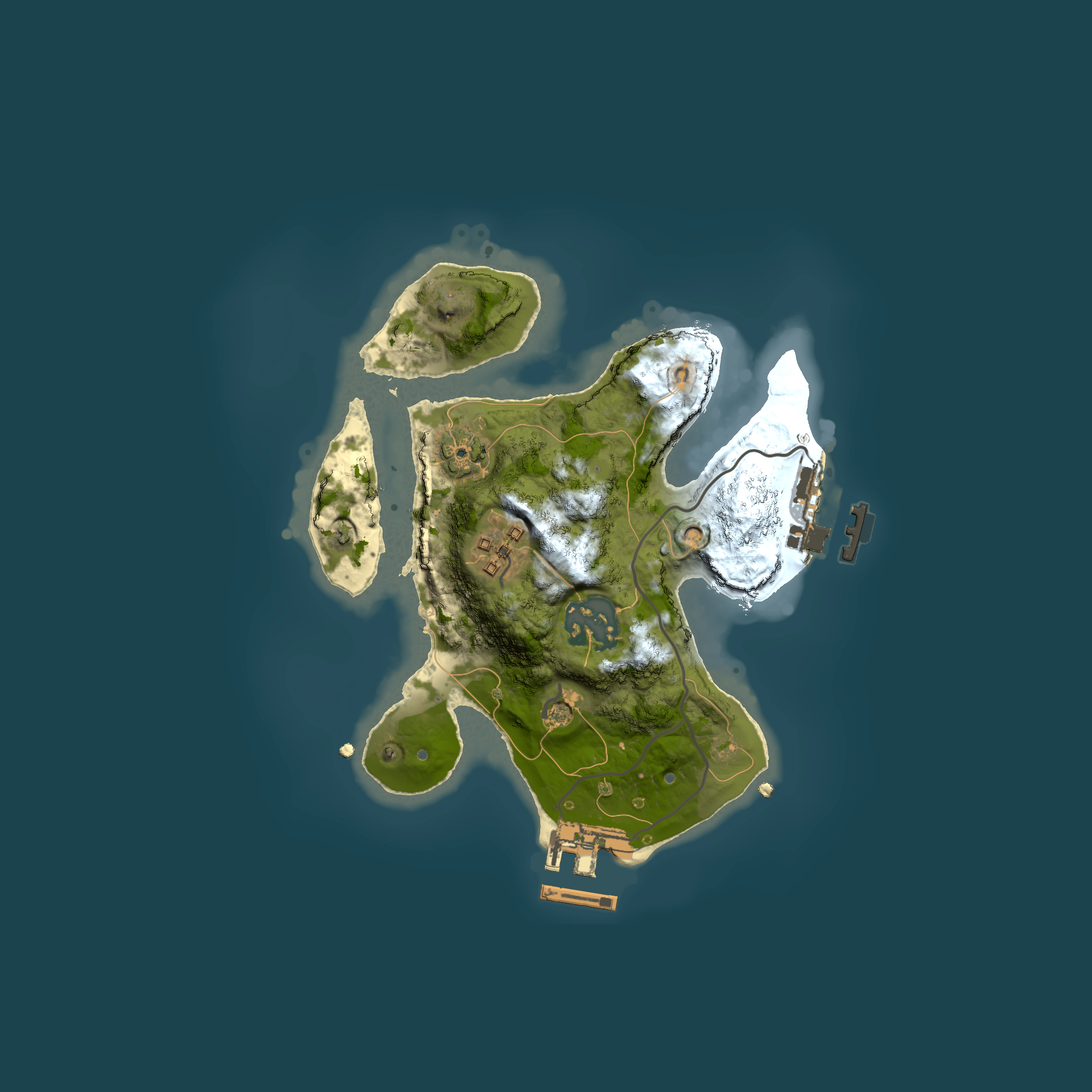 Full top-down render of Rust map seed 2593219, 2000x2000m