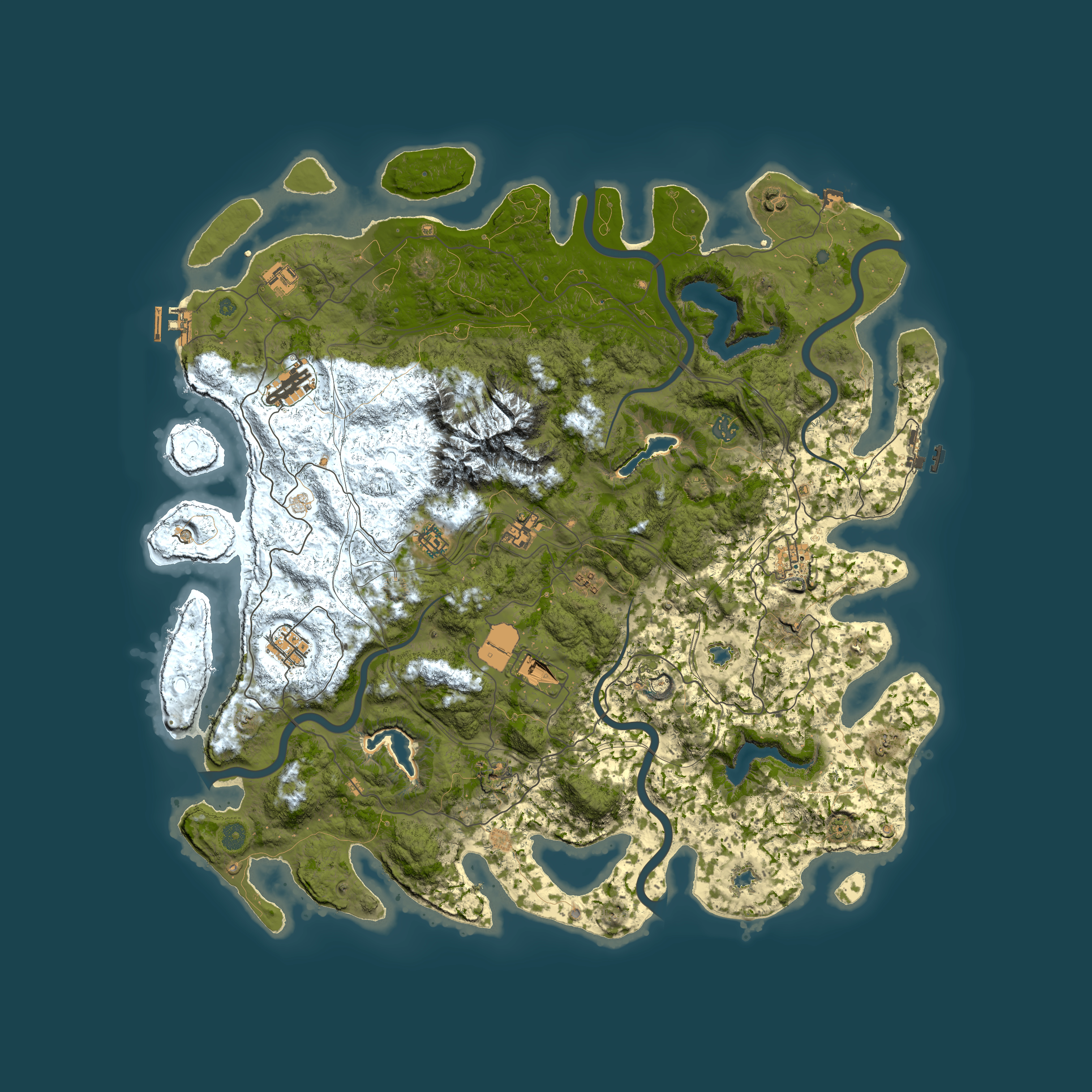 Full top-down render of Rust map seed 1439652854, 5000x5000m