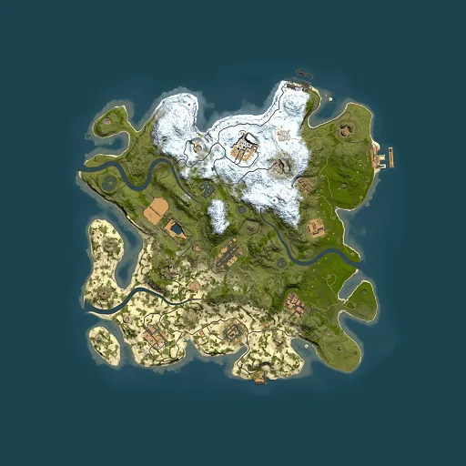 Rust map seed 1058088342, 3500x3500m top-down preview