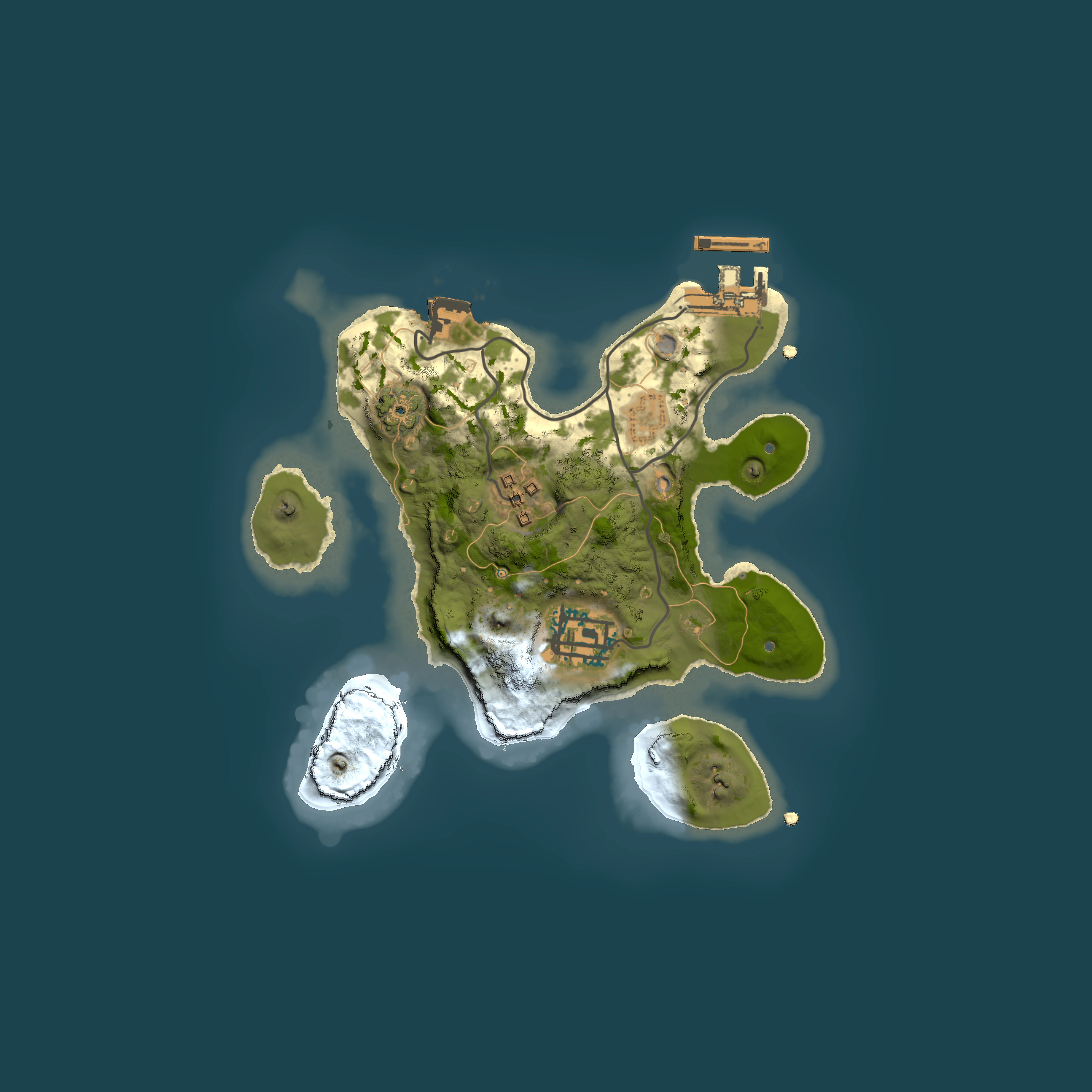 Full top-down render of Rust map seed 2058371117, 2000x2000m