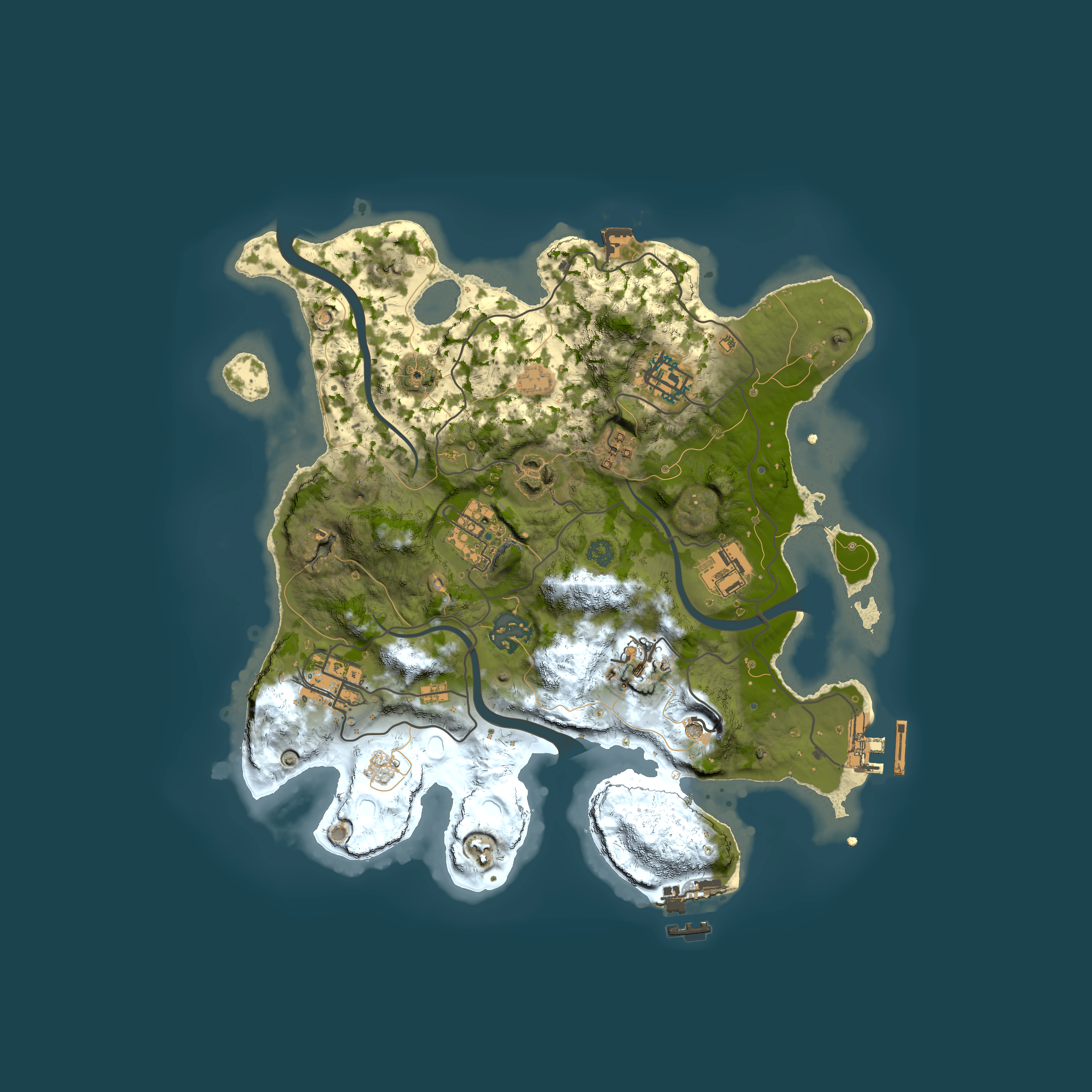 Full top-down render of Rust map seed 560891357, 3000x3000m