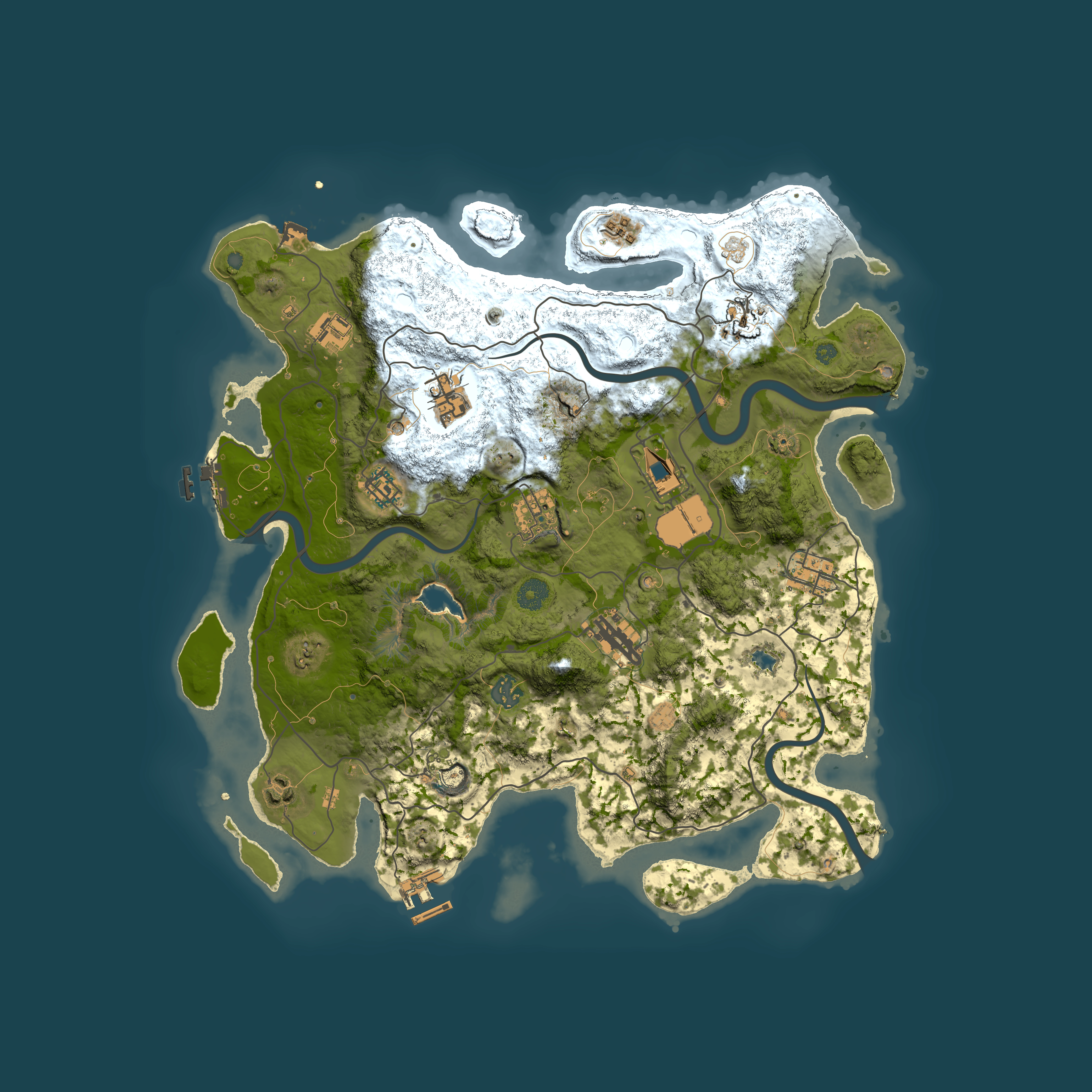 Full top-down render of Rust map seed 1274047177, 4000x4000m