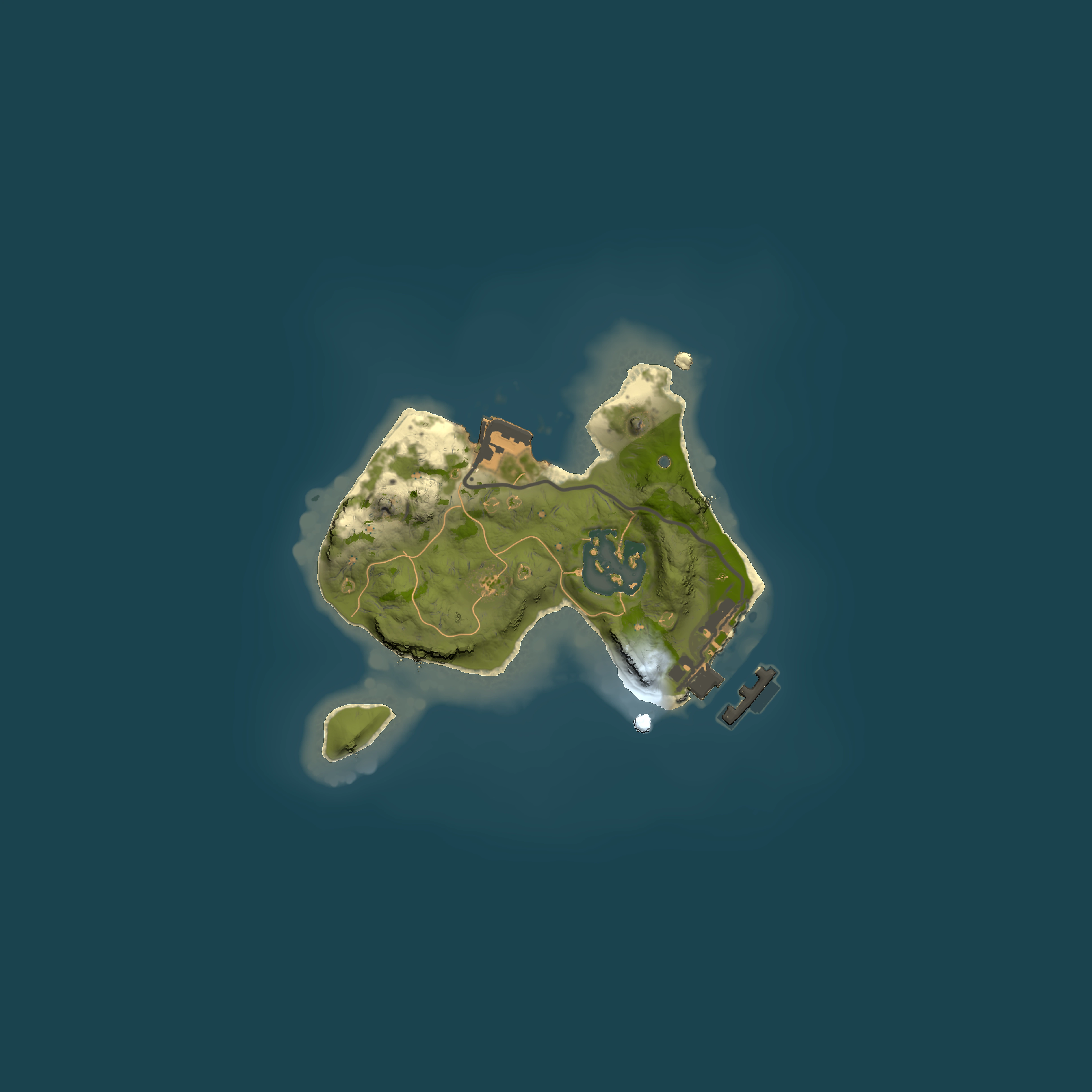 Full top-down render of Rust map seed 1676580206, 1500x1500m