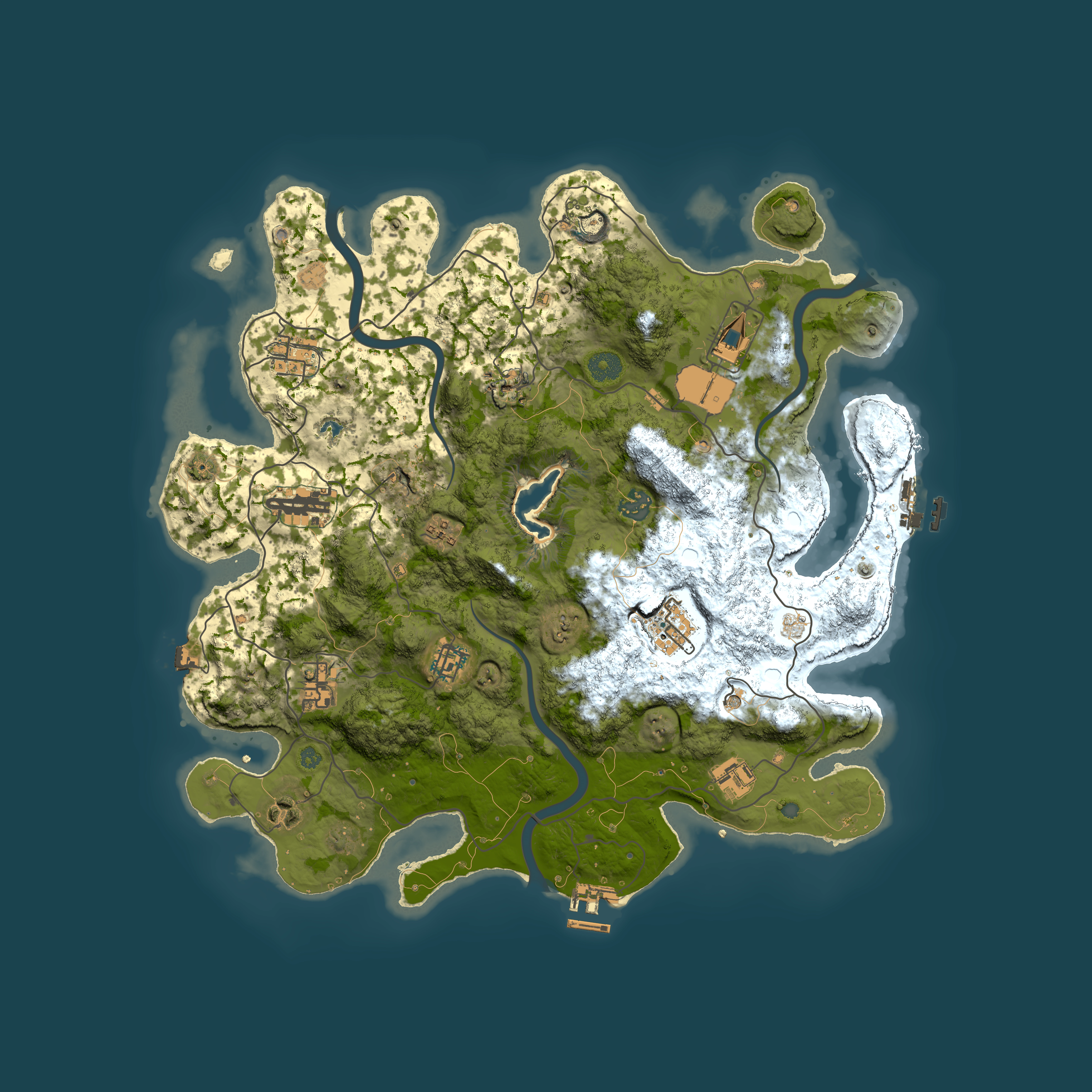 Full top-down render of Rust map seed 1888977035, 4000x4000m