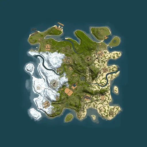 Rust map seed 57245070, 3500x3500m top-down preview