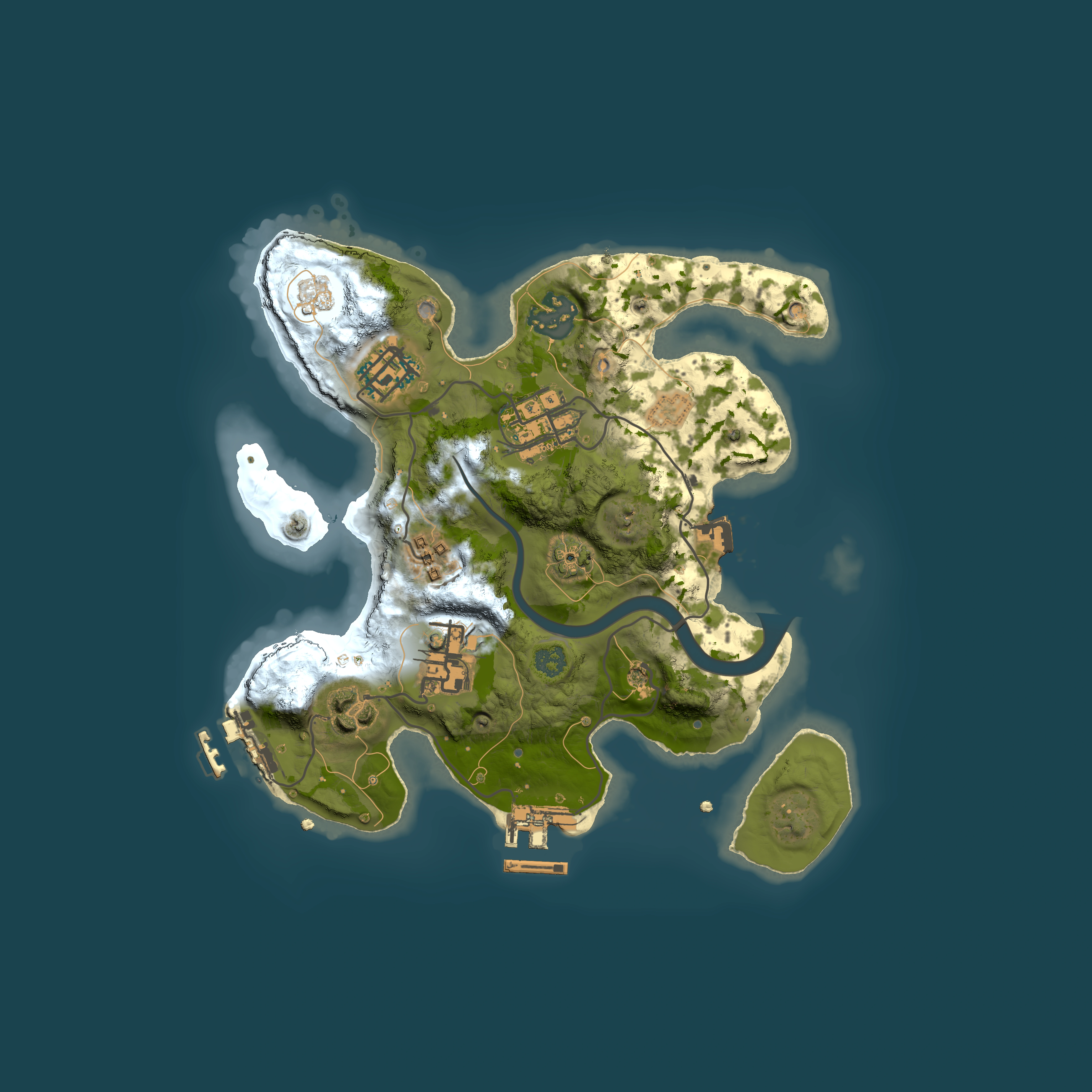 Full top-down render of Rust map seed 240504864, 2500x2500m