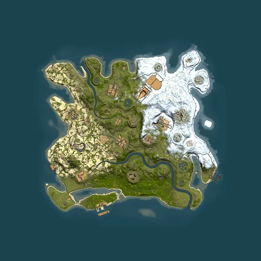 Rust map seed 608863757, 3500x3500m top-down preview