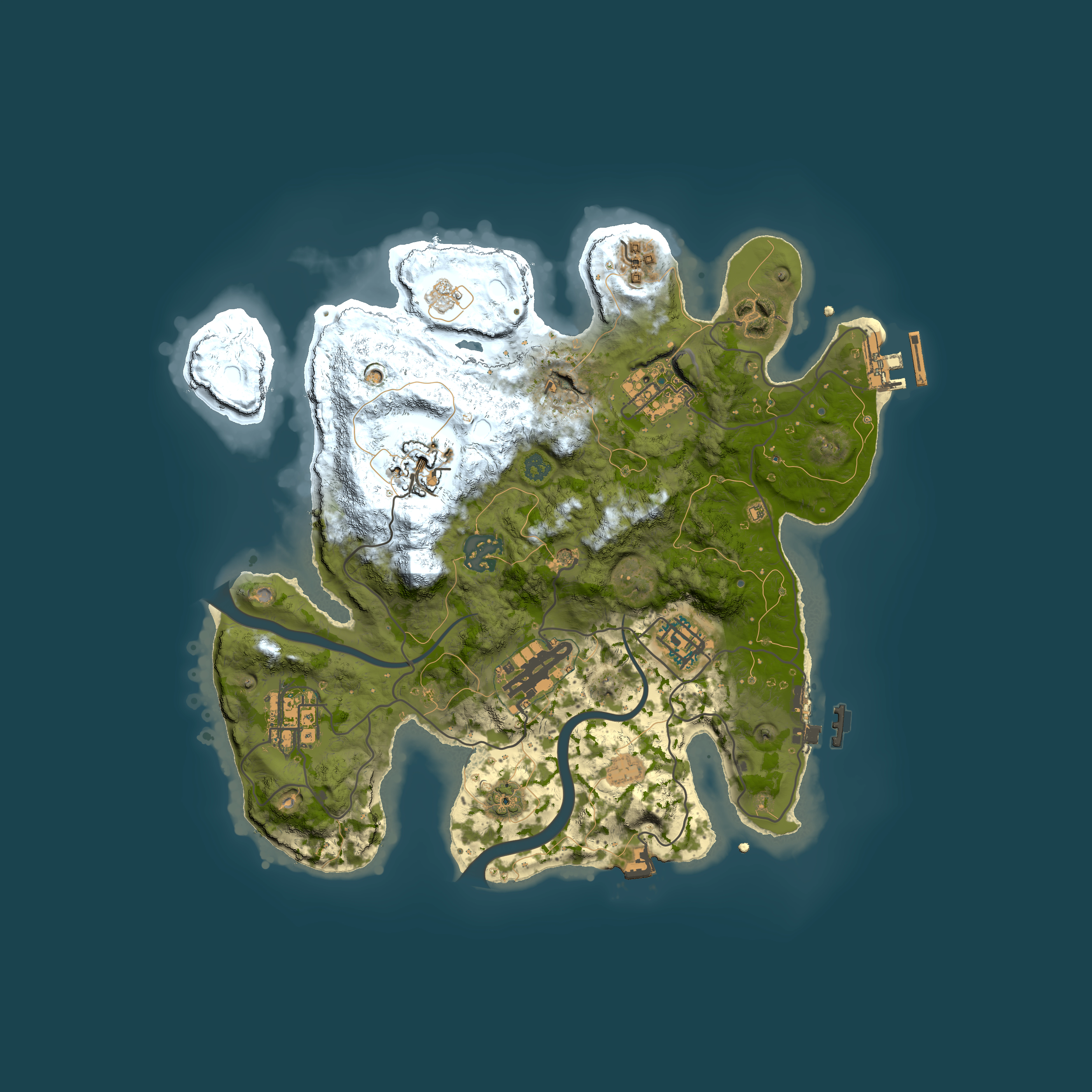 Full top-down render of Rust map seed 2141816948, 3000x3000m
