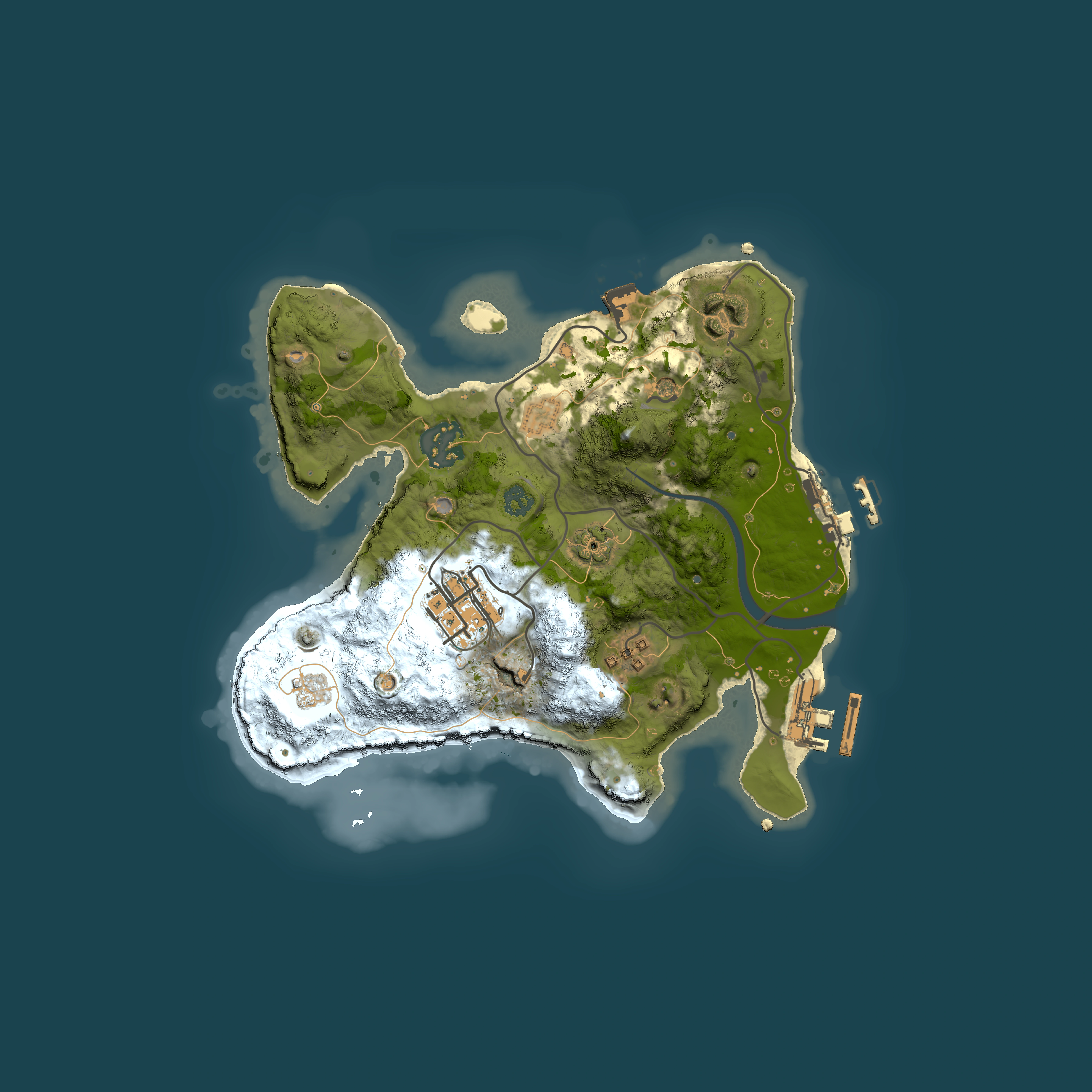 Full top-down render of Rust map seed 1486691096, 2500x2500m
