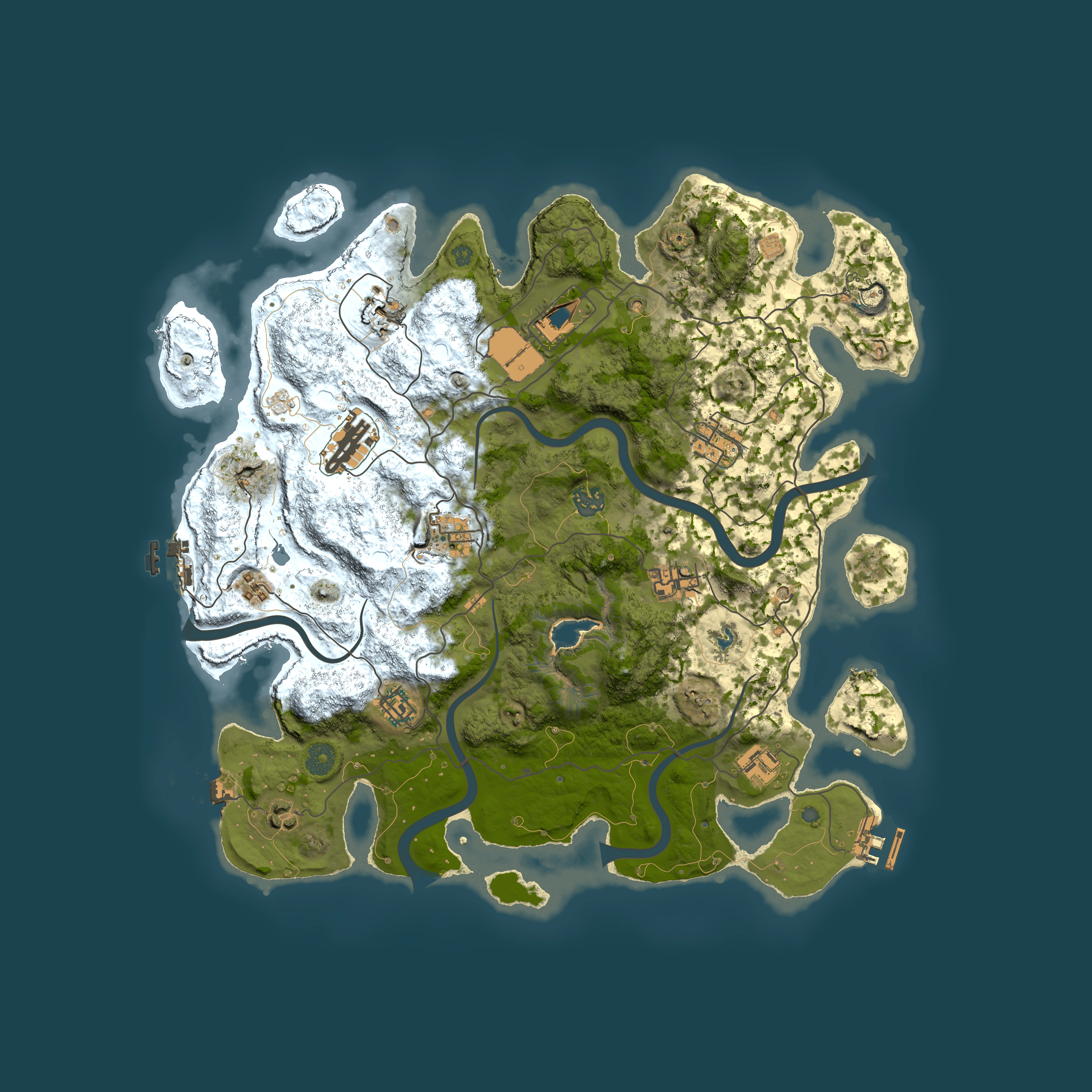 Full top-down render of Rust map seed 834007537, 4000x4000m