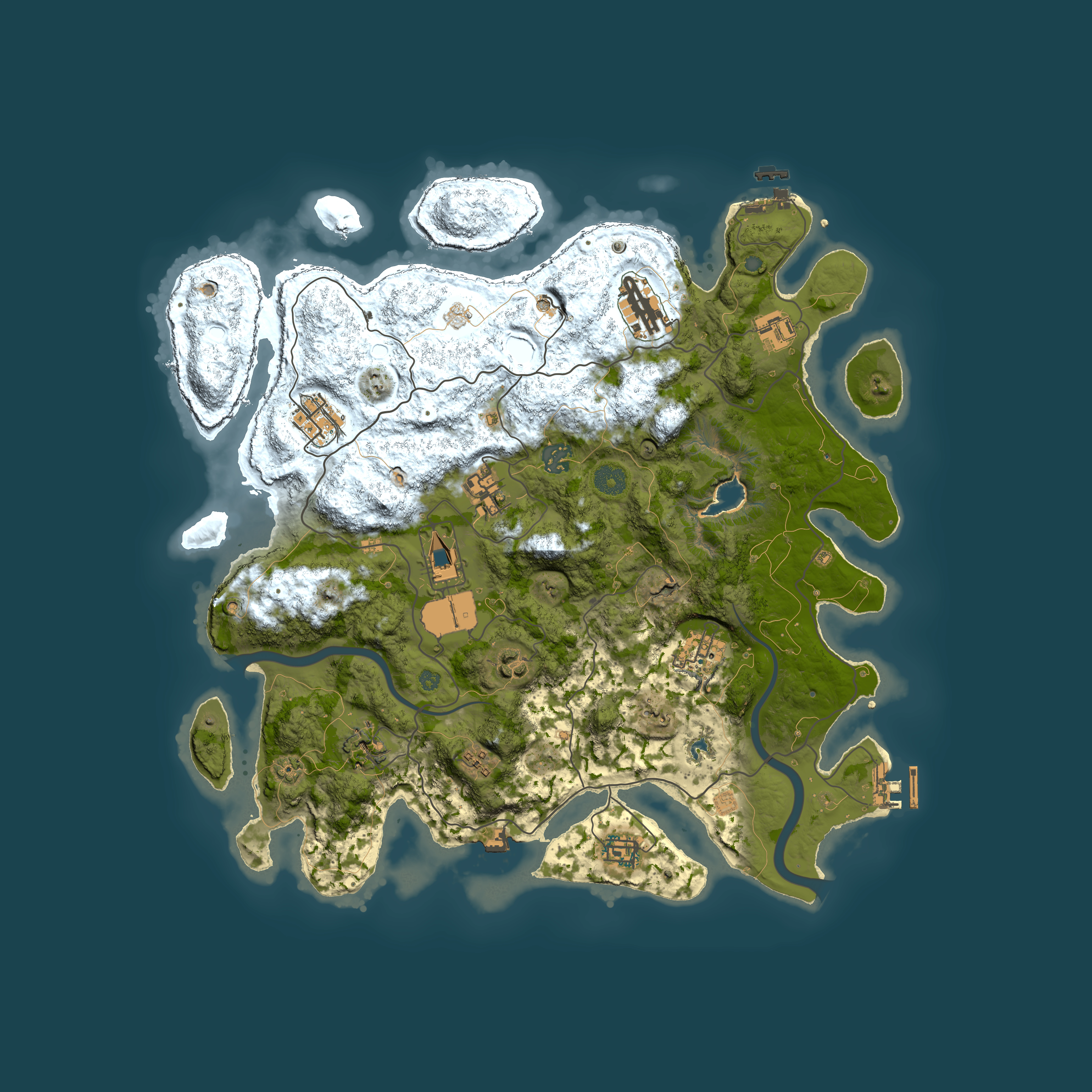 Full top-down render of Rust map seed 1919077066, 4000x4000m